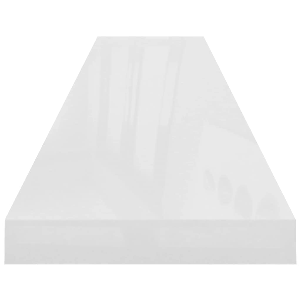 Floating Wall Shelves Set of 2 - Modern Wall Mounted Display Ledges for Living Room, Bedroom, Office - High Gloss White MDF Shelves (47.2