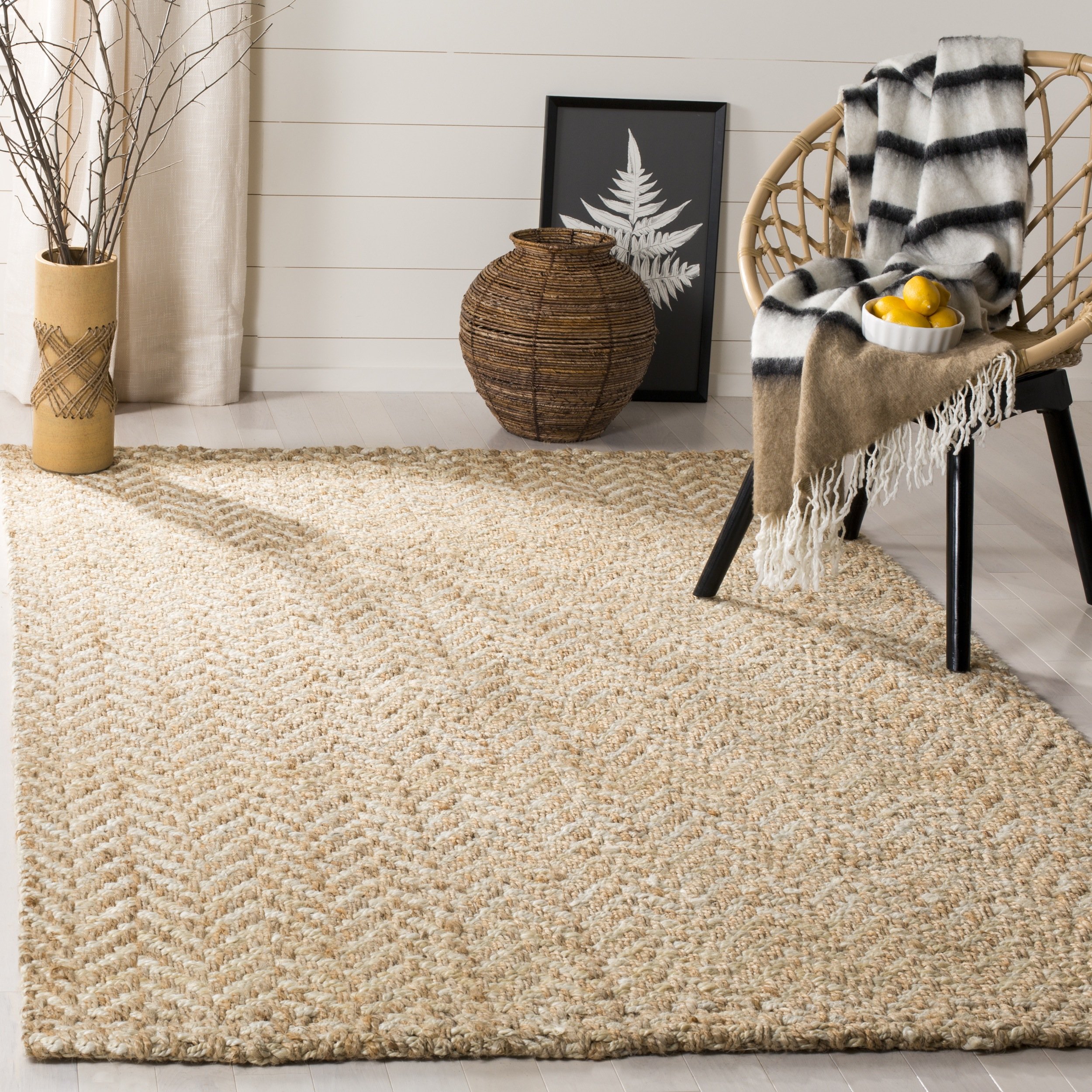 SAFAVIEH Natural Fiber Collection 6'x6' Ivory Jute Area Rug - Handmade Premium Jute Rug for Living Room, Bedroom & Home Decor