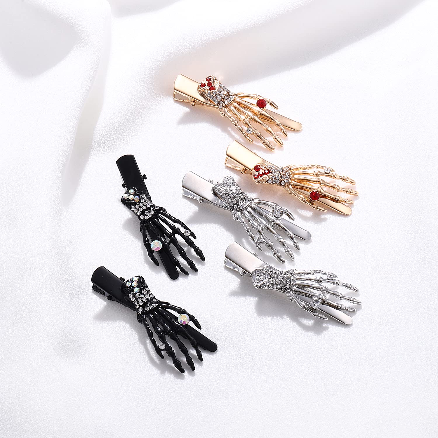 Spooky Halloween Hair Clips for Women - Cute Candy Duckbill & Gothic Skeleton Hand Hairpins - Perfect Hair Accessories for Costume Parties, Trick or Treat, and Holiday Gifts (Style C) - Great for Halloween Cosplay, Themed Events & Festive Celebrations