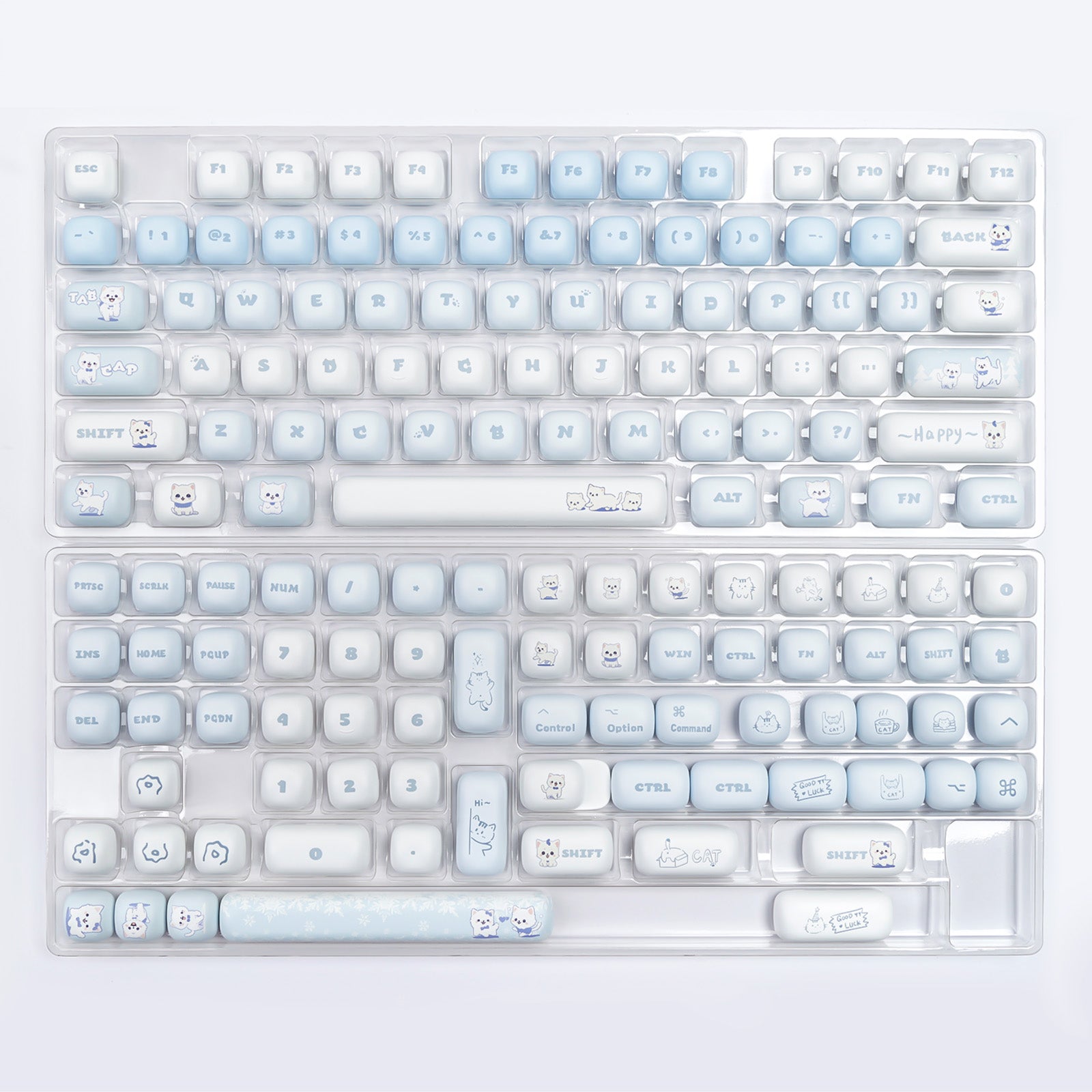 YUNZII Snow Kitty MOG Profile Custom Keycap Set for Mechanical Keyboards - Perfect for Gaming, Typing & Custom Keyboard Builds