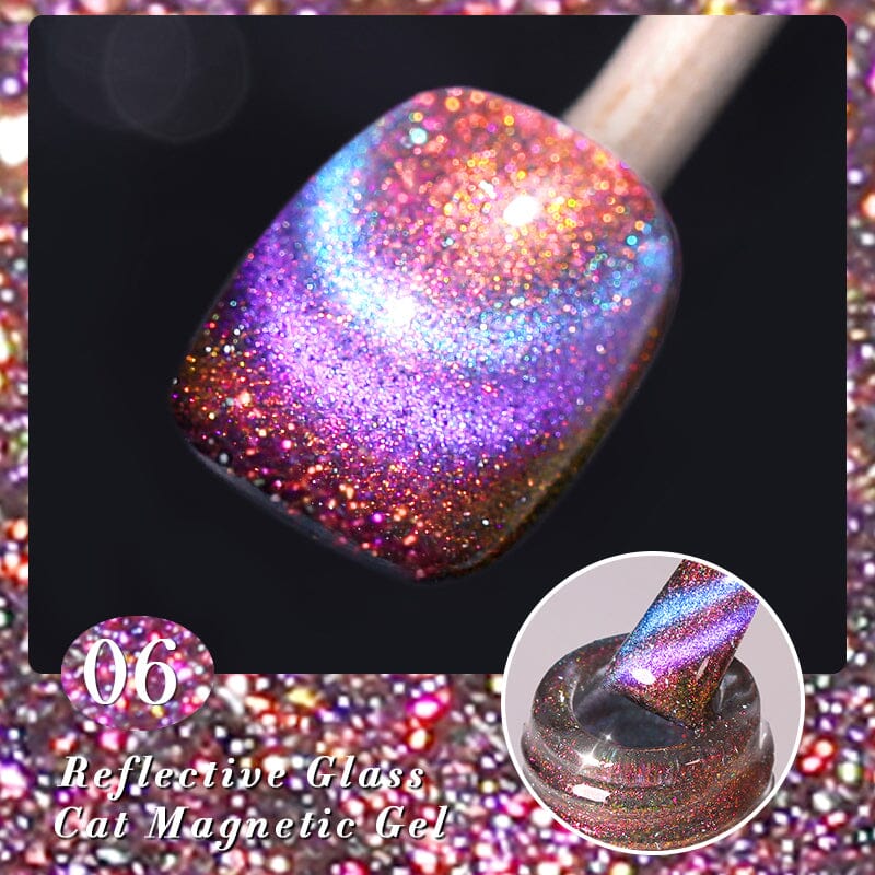 Reflective Glass Cat Magnetic Gel Nail Polish - 10ml Long-Lasting Shine for Manicures & Pedicures - Perfect for Nail Art, Salon & Home Use