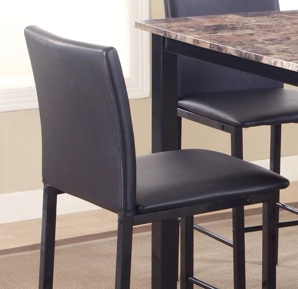 Roundhill Furniture Citico 5-Piece Counter Height Metal Dinette Set with Laminated Faux Marble Top - Black | Modern Kitchen Bar Table & Stools Set for Small Spaces, Breakfast Nook, or Apartment Dining Area