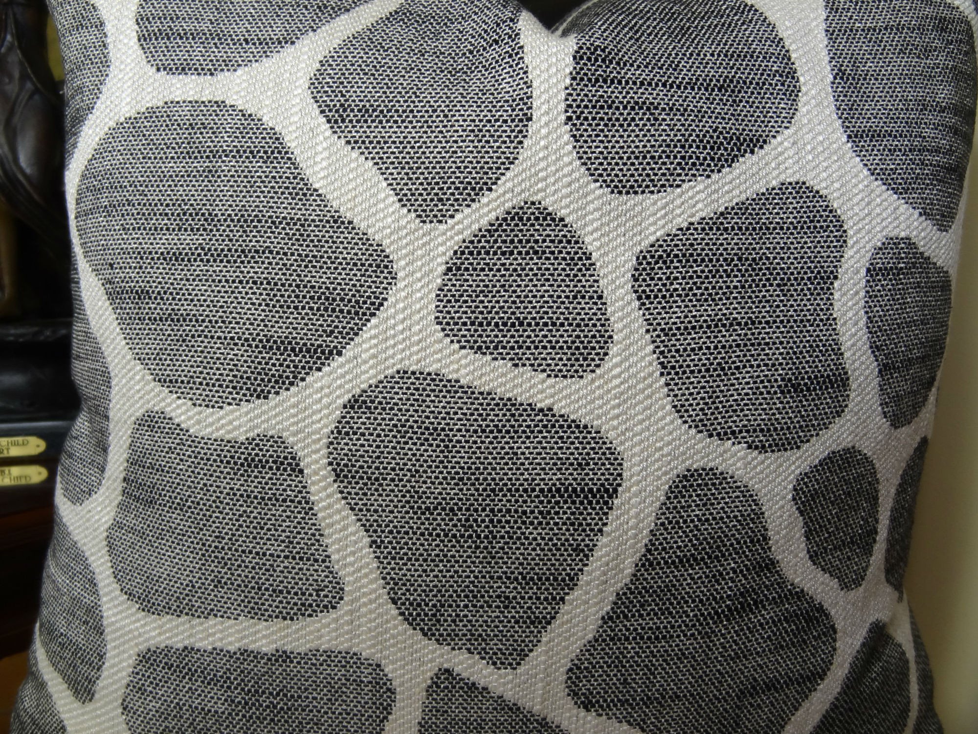 Luxury Decorative Throw Pillow - Black Cream Geometric Pattern Linen Pillow Cover - Handmade in USA - Perfect for Sofa, Bed, Couch & Home Decor
