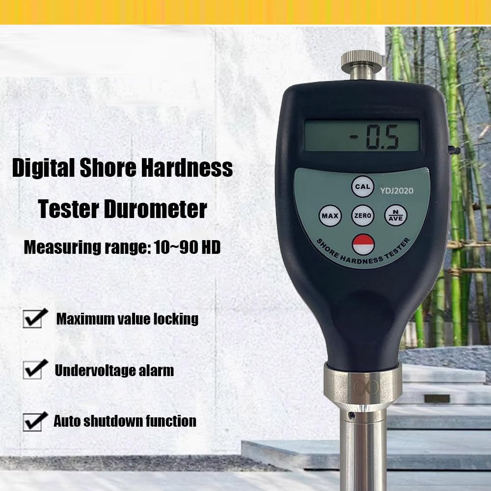 Digital Shore OO Hardness Tester Durometer - 10-90HOO Range for Soft Rubber & Elastic Materials | Portable Rubber Hardness Sclerometer for Quality Control, Manufacturing & Material Testing
