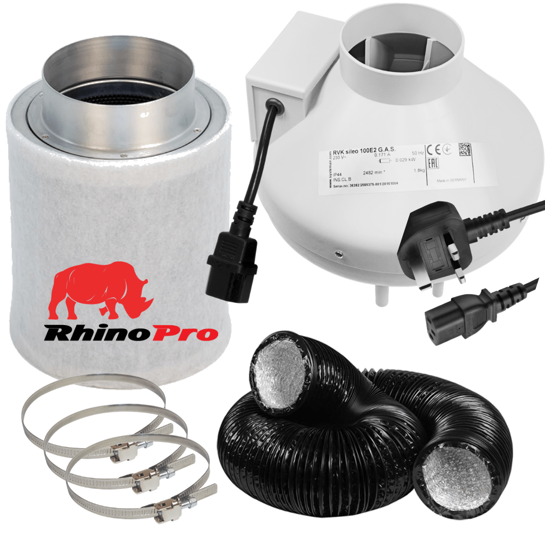 RVK Fan & Rhino Pro Extraction Kit - High Performance Air Ventilation System for Indoor Grow Rooms, Hydroponics, and Greenhouses