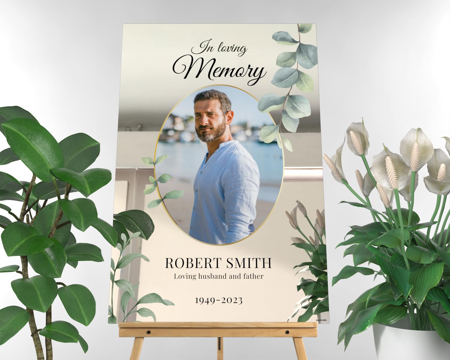 Personalized In Loving Memory Funeral Sign with Photo - Custom Celebration of Life Memorial Sign - PVC Board Memorial Decor for Funeral Service, Wake & Home Remembrance