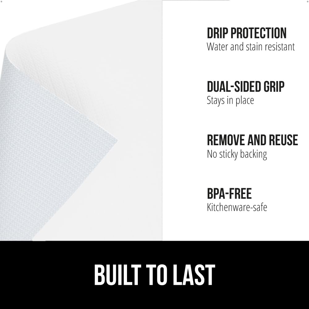 Non-Slip GORILLA GRIP DripGuard Drawer & Shelf Liner - BPA-Free Kitchen Cabinet Organizer, Smooth Plastic Liners for Bathroom Drawers (12