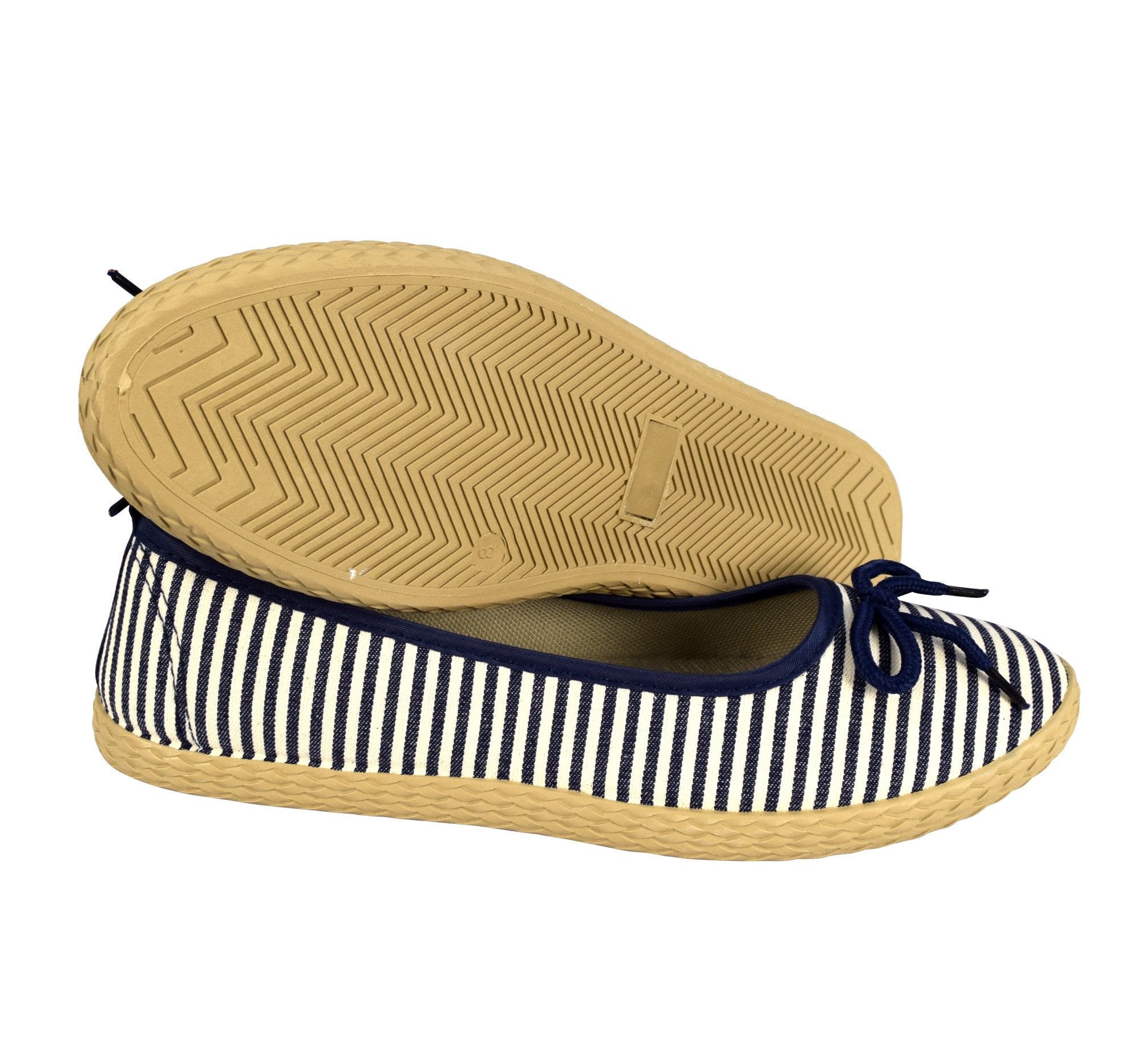 Women's Casual Striped Slip-On Espadrille Flats with Bow Detail - Comfortable Ballet Shoes for Walking, Work & Summer Outfits