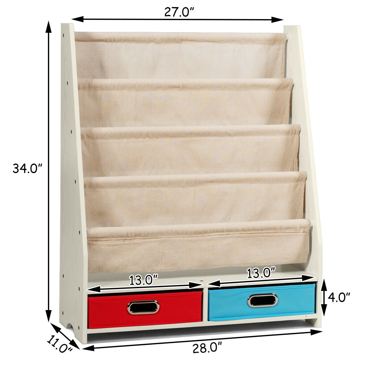 Kids Book and Toy Organizer Shelf - Beige Storage Unit for Nursery, Playroom & Bedroom - Perfect for Organizing Books, Toys & Decor