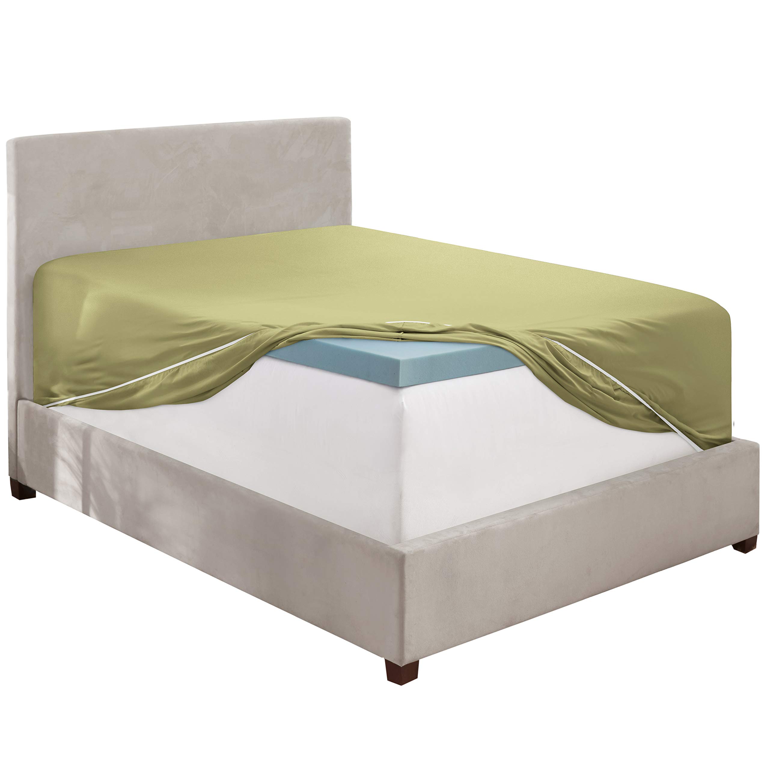 Clara Clark Twin XL Fitted Sheet - Super Soft 16 Inch Deep Pocket Mattress Cover - Wrinkle, Fade & Stain Resistant Sage Green Bed Sheet - Perfect for Dorms, Guest Rooms & College Students