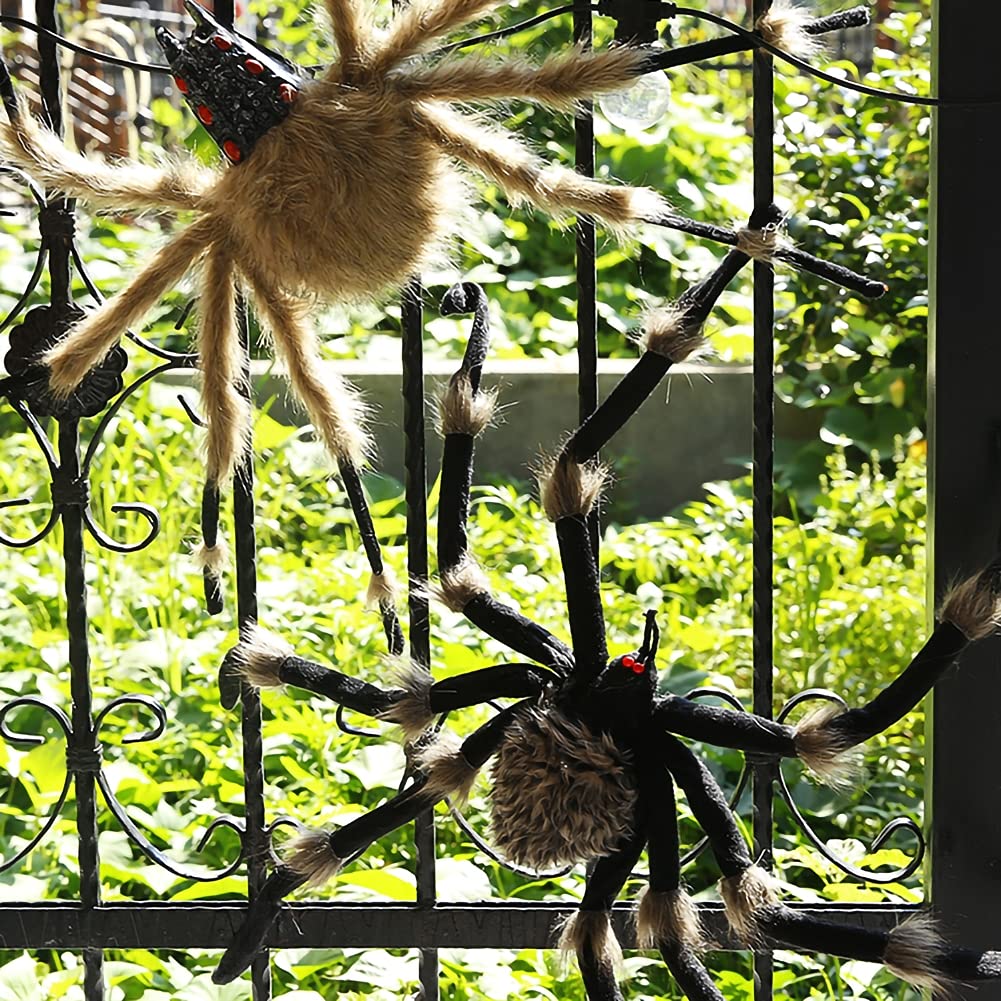 Realistic Giant Halloween Spider Decorations - Scary Plastic Spider Toys for Indoor & Outdoor Halloween Prank Props - Perfect for Lawn, Garden, and Party Scenes