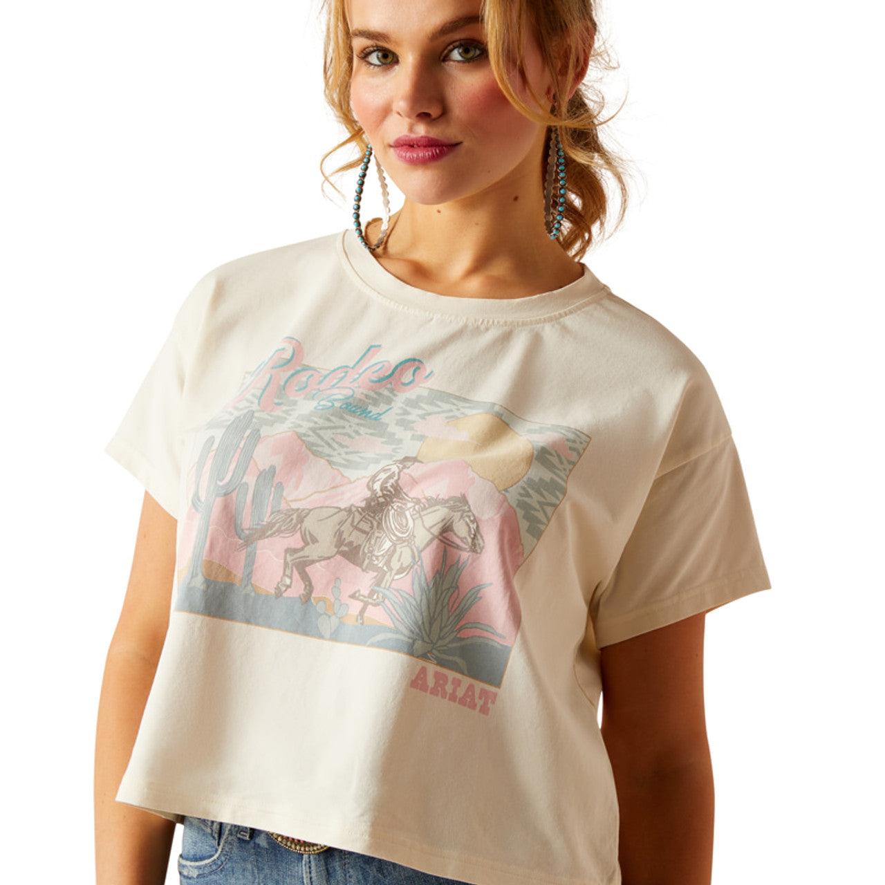 Women's RodeoBound Crop Tee - Soft Pristine White T-Shirt for Western Fashion & Summer Outfits | Perfect for Concerts, Rodeos & Casual Wear