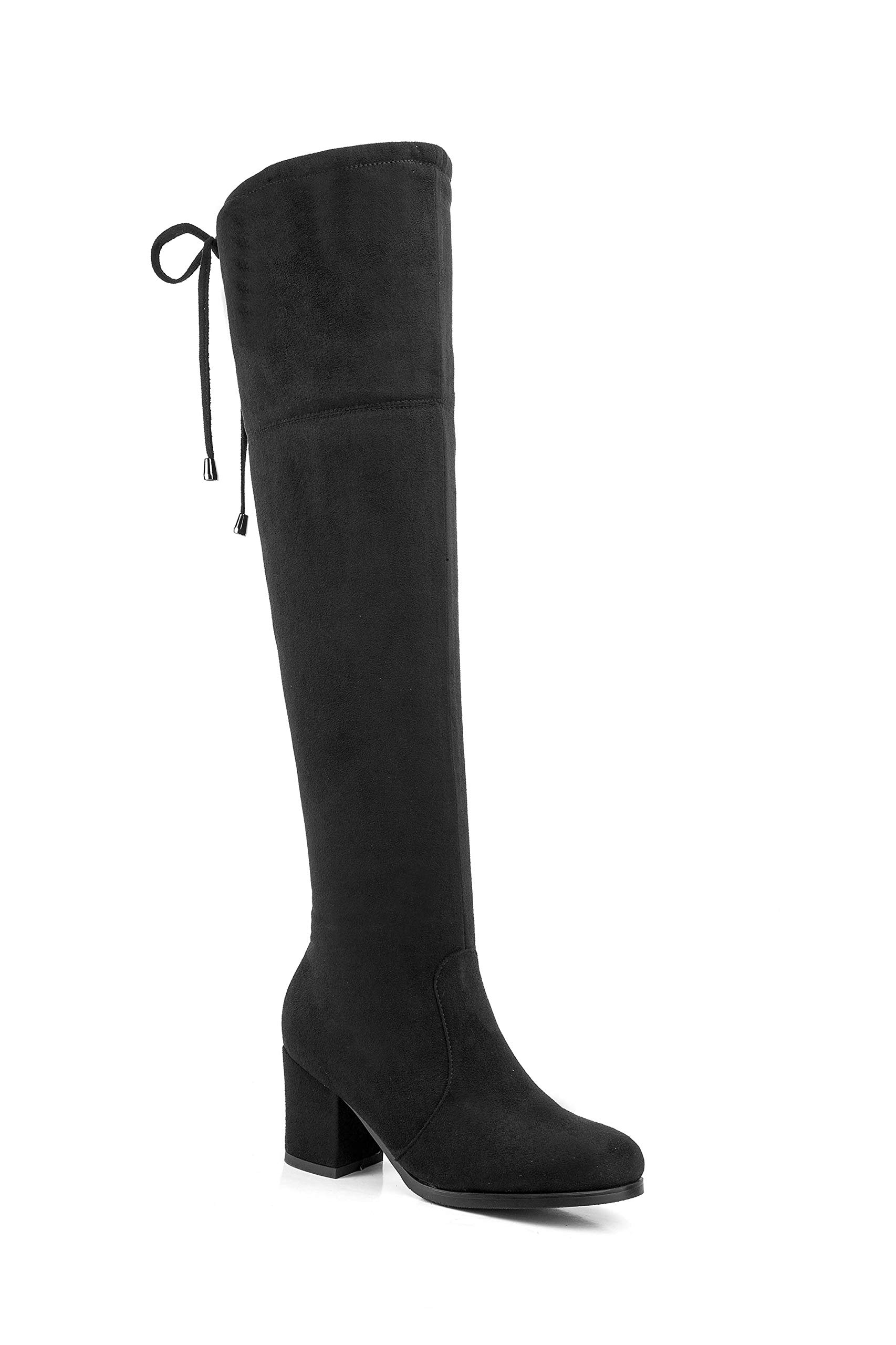 ANN CREEK Women's 'Mackay' Over-The-Knee Heels Boots - Stylish High Stretch Suede Thigh High Boots for Women, Fashionable Pointed Toe & Block Heel - Perfect for Party, Night Out, Date Night & Winter Fashion