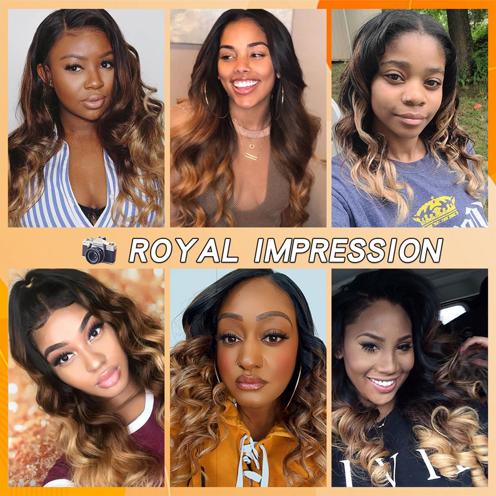 12A Ombre Brazilian Human Hair Bundles with Closure 14 16 18+12 Inch 100% Unprocessed Virgin Body Wave Weave - Perfect for Daily Styling, Parties & Special Occasions