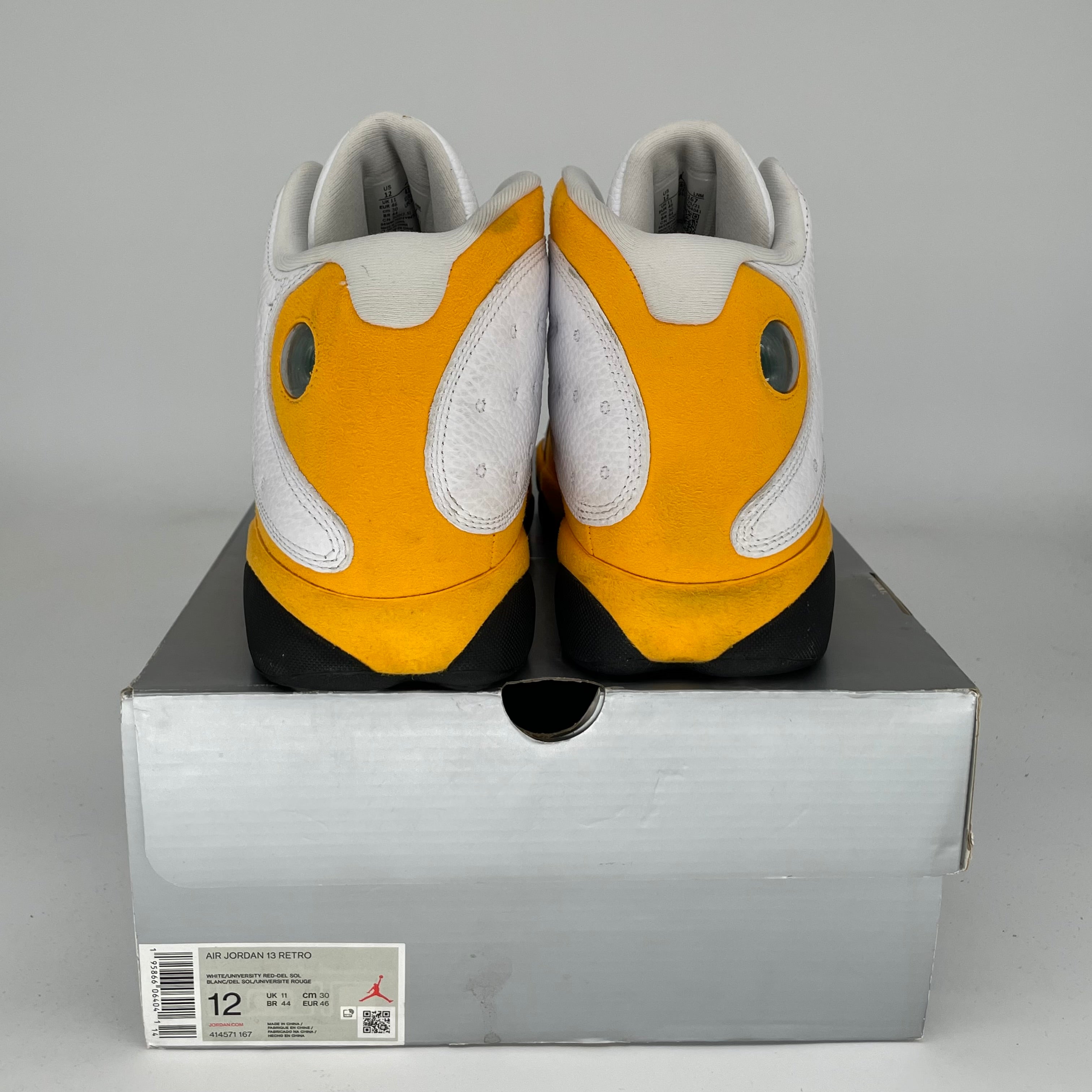 Air Jordan 13 Retro Del Sol Men's Basketball Shoes Size 12 - White/Black-Del Sol 414571-167 | Authentic Sneakers for Streetwear, Sports & Collectors
