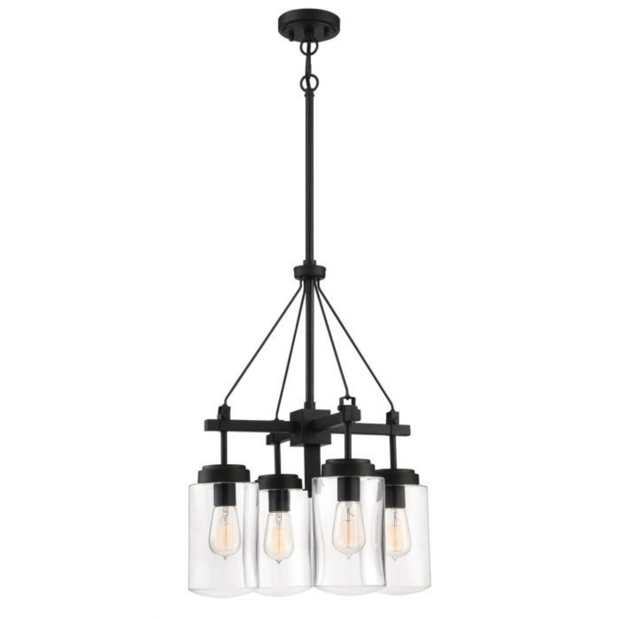 Craftmade Crosspoint 4-Light Espresso Outdoor Chandelier 52124 ESP - Weatherproof Hanging Light Fixture for Patio, Porch, and Garden Decor