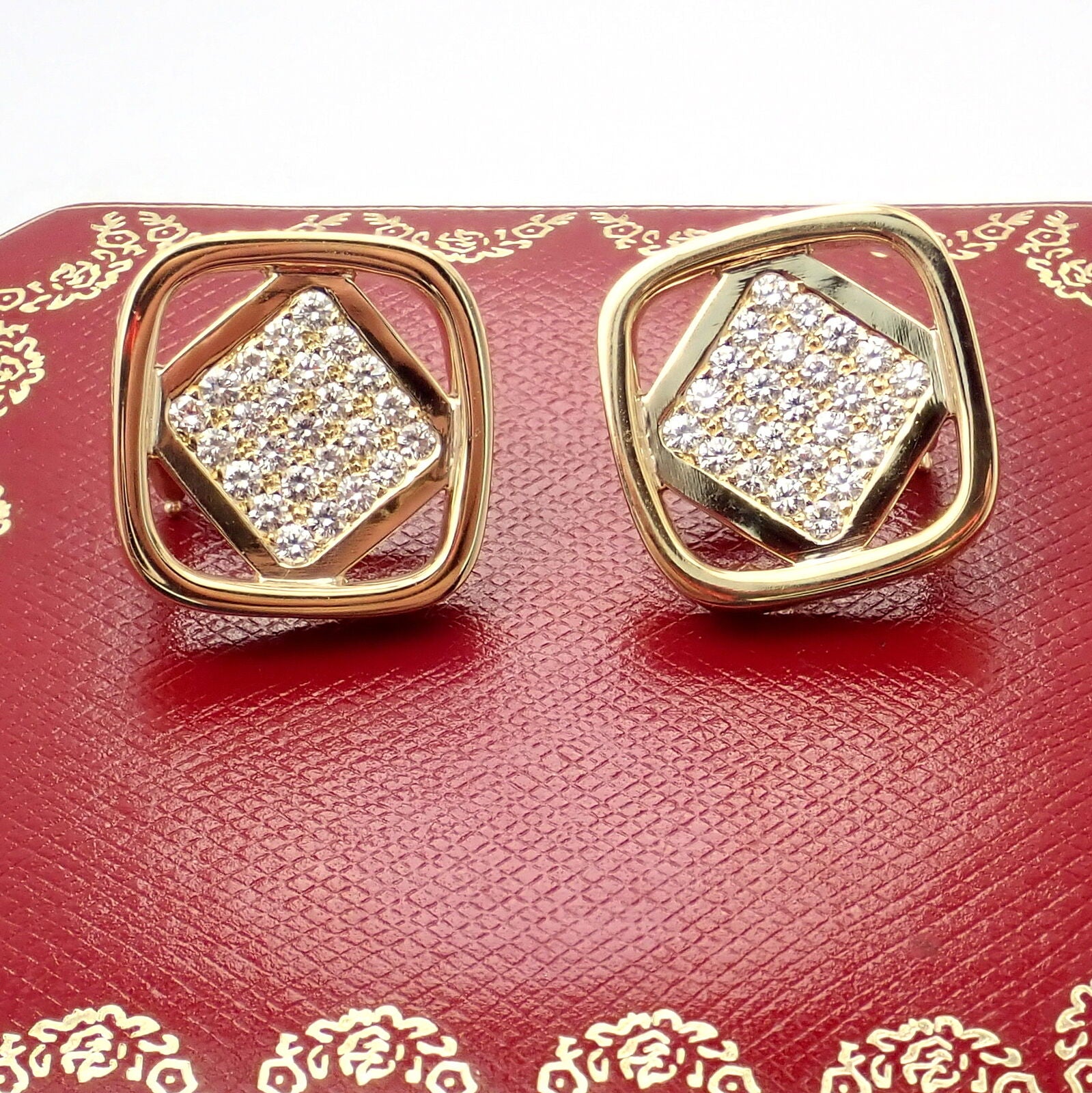 Authentic Cartier Dinh Van 18K Yellow Gold Diamond Earrings - Luxury Vintage Jewelry for Women - Perfect for Weddings, Anniversaries & Special Occasions