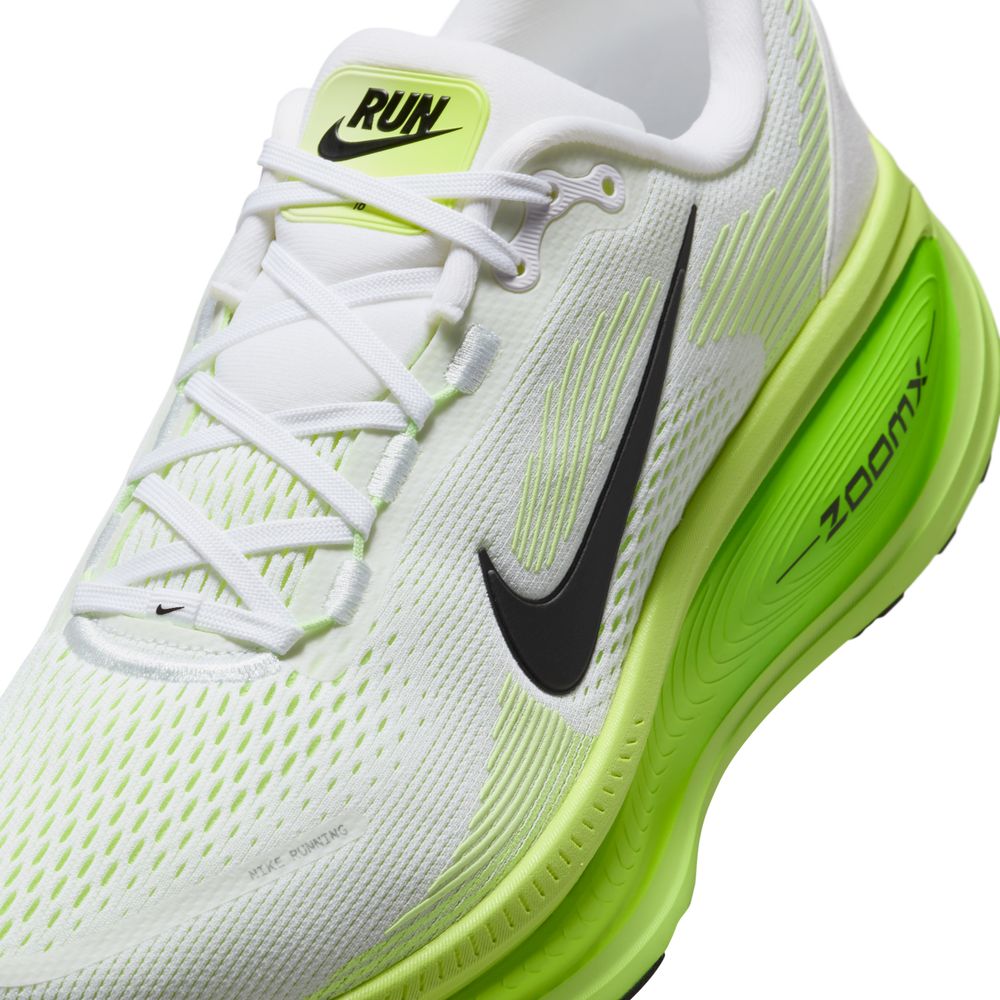 Nike Men's Vomero 18 Running Shoes - White/Black/Electric Green Volt | Cushioned Road Running Sneakers for Marathon Training & Daily Jogging