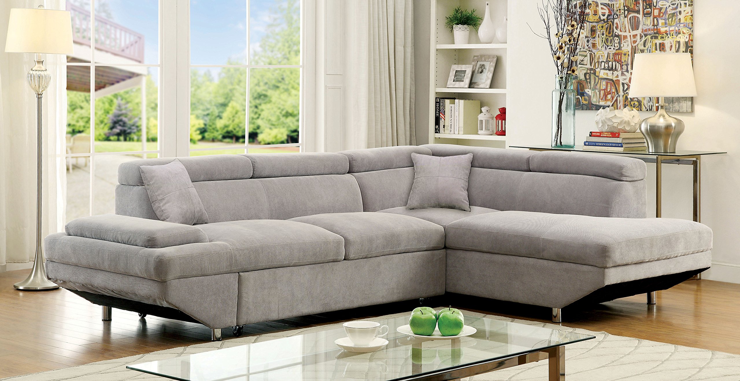 Walter's Modern Sectional Sofa with Pull-Out Sleeper Chaise - Comfortable L-Shaped Couch for Living Room, Home Theater & Small Spaces - Convertible Sleeper Sofa Bed for Guests & Apartments