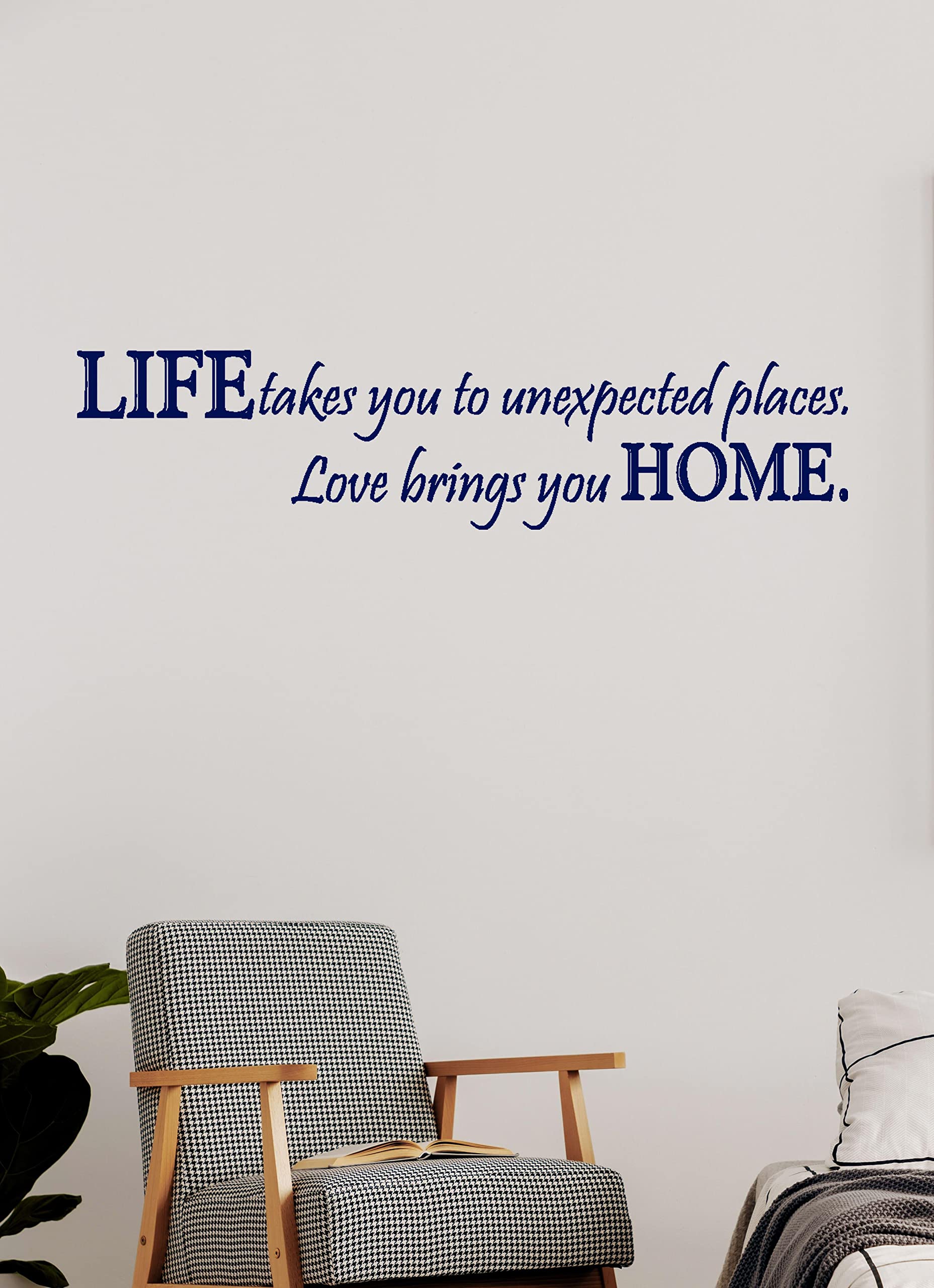 Vinyl Wall Decals - 'Life Takes You to Unexpected Places, Love Brings You Home' Inspirational Quote Stickers for Home Decor | Perfect for Living Room, Bedroom & Nursery Wall Art