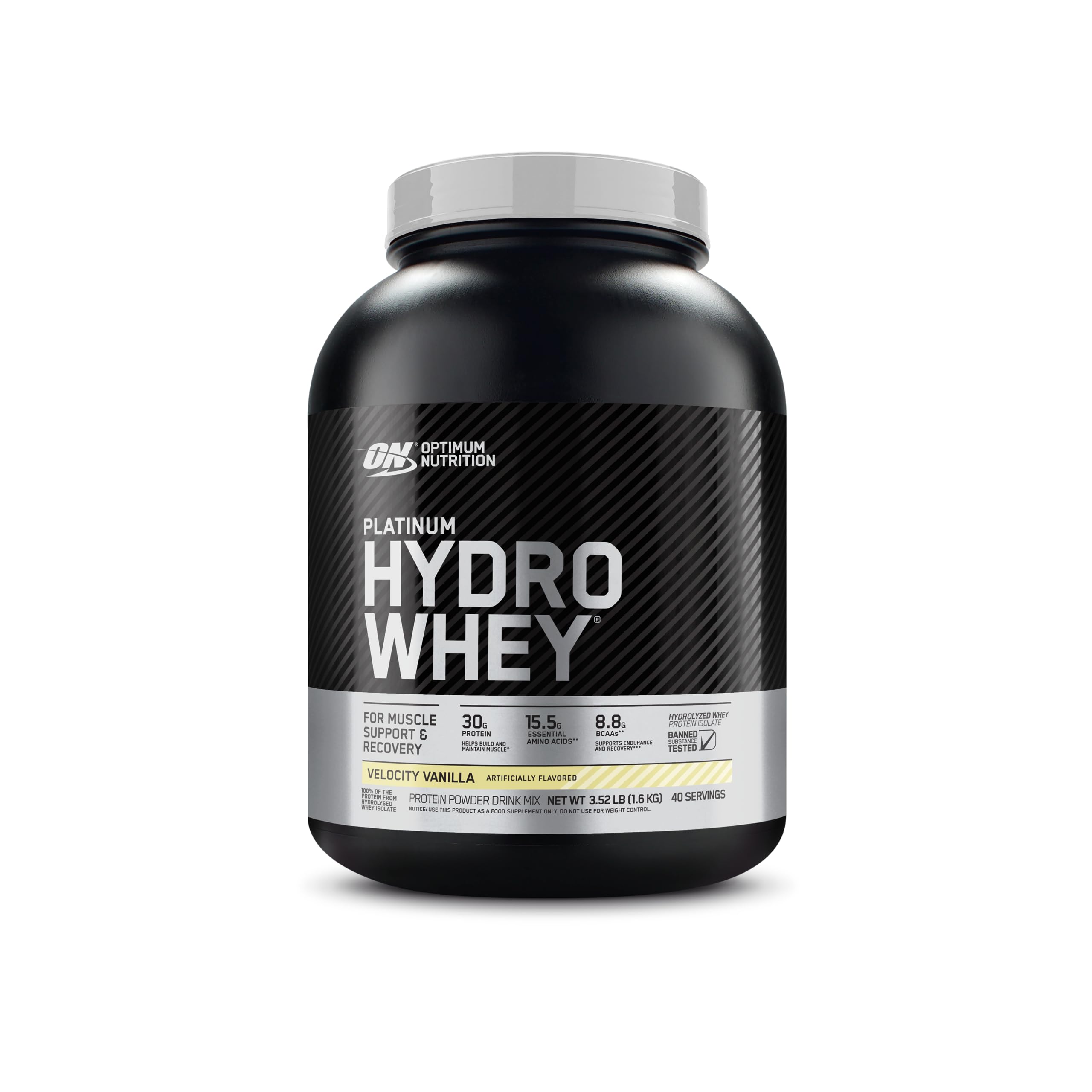 Optimum Nutrition Platinum Hydrowhey Protein Powder - 100% Hydrolyzed Whey Isolate, Velocity Vanilla Flavor, 3.5lb (Packaging May Vary) | Fast-Absorbing Post-Workout Recovery & Muscle Building Supplement for Athletes & Fitness Enthusiasts