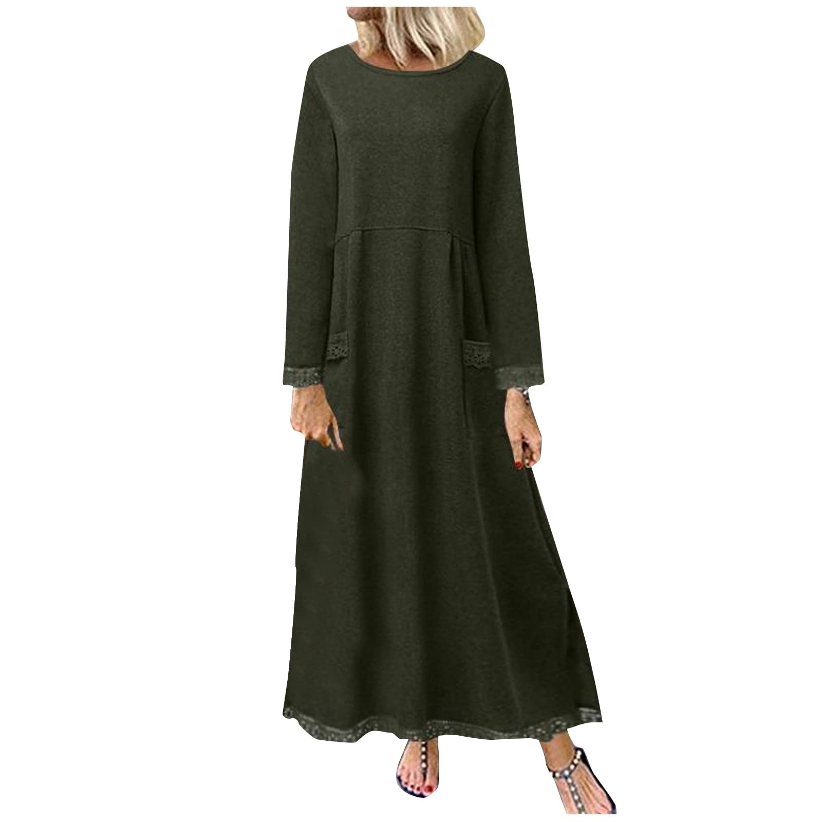 Swrowesi Women's Plush Patchwork Long Sleeve Casual Dress - Loose Fit Irregular Hem Summer Fashion Dress for Daily Wear, Outings & Vacation