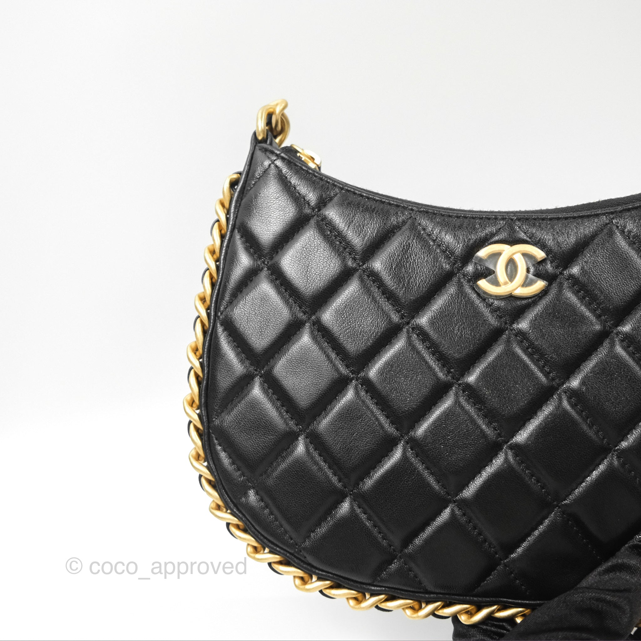 Chanel Chain Around Hobo Bag Black Lambskin Leather with Aged Gold Hardware 23B - Luxury Shoulder Bag for Women, Perfect for Evening Parties & Date Nights