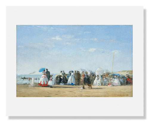 Eugène Louis Boudin Fashionable Figures on the Beach Painting - Vintage Coastal Art Print for Home Decor & Office Wall Art | Perfect for Living Room, Bedroom or Beach House Decor