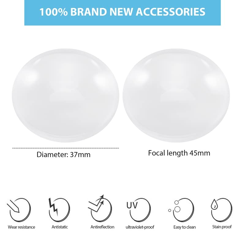 2 Pack Biconvex VR Lenses 37mm x 45mm - Premium Cardboard Virtual Reality Lenses for DIY VR Headsets, Smartphone VR, and 3D Viewing Experiences