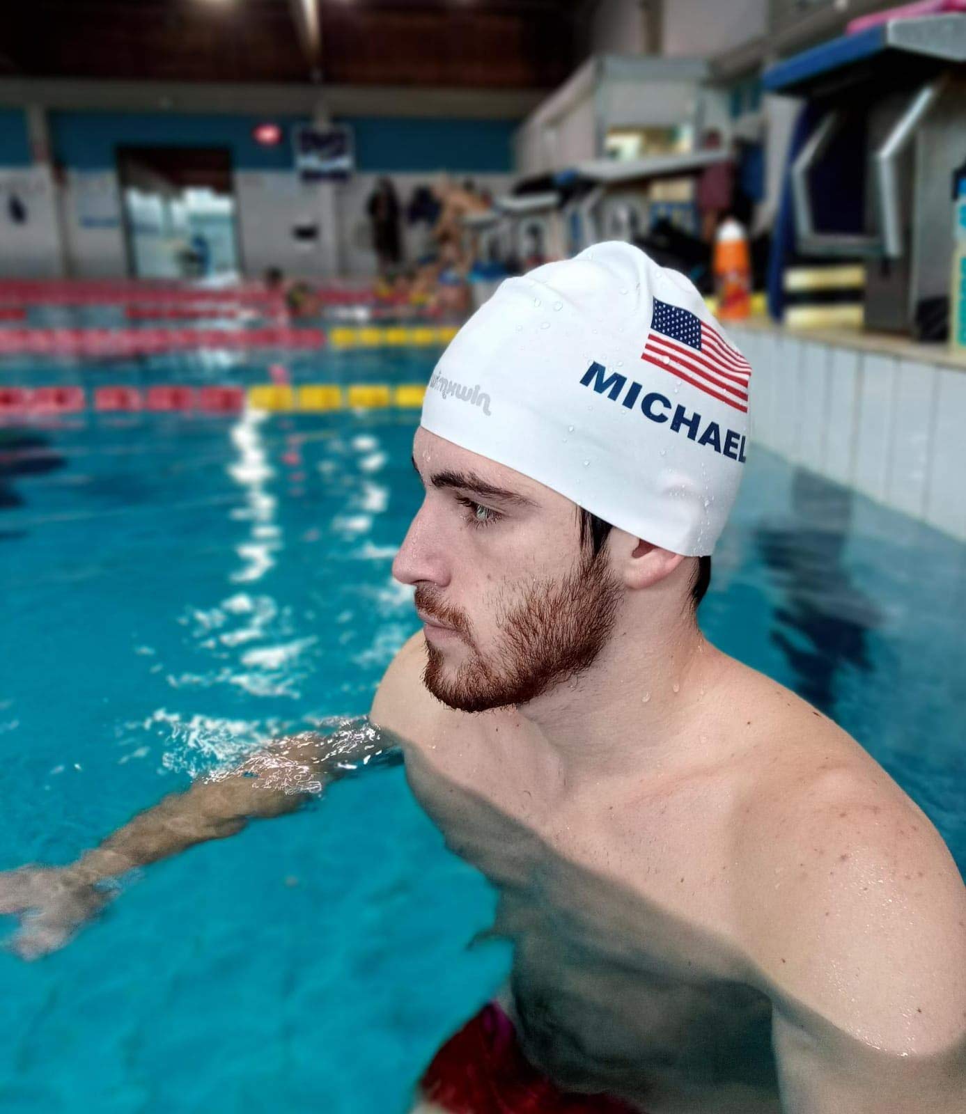 Custom Personalized MYNAME Silicone Swimming Cap - USA National Team Style for Competitive Swimmers & Training