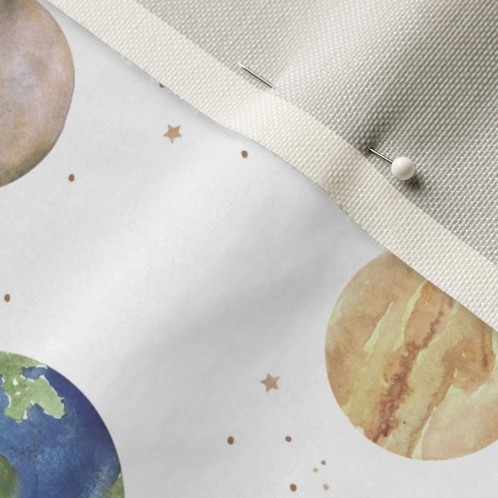 Solar System Printed Velvet Fabric by The Yard - Space Nursery Theme with Planets & Stars - Upholstery, Home Decor & Apparel Fabric for DIY Projects, Curtains & Space-Themed Bedrooms