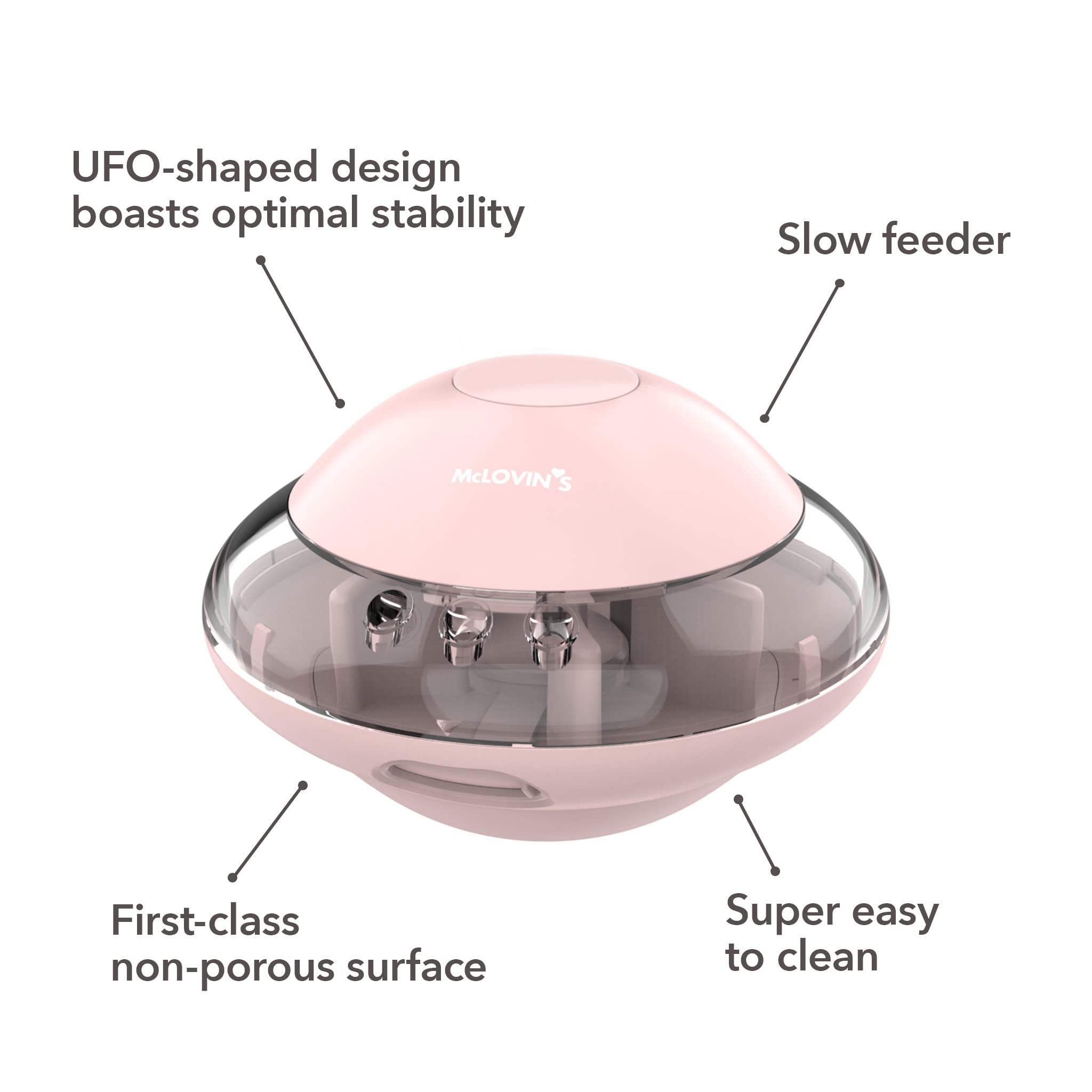McLovin’s UFO Interactive Dog Puzzle Toy - BPA Free Treat Dispensing Dog Toy for Mental Stimulation | Slow Feeder Alternative | Fun Training & Enrichment for Small & Medium Dogs (Pink) | Perfect for Boredom Relief & Mealtime Challenges