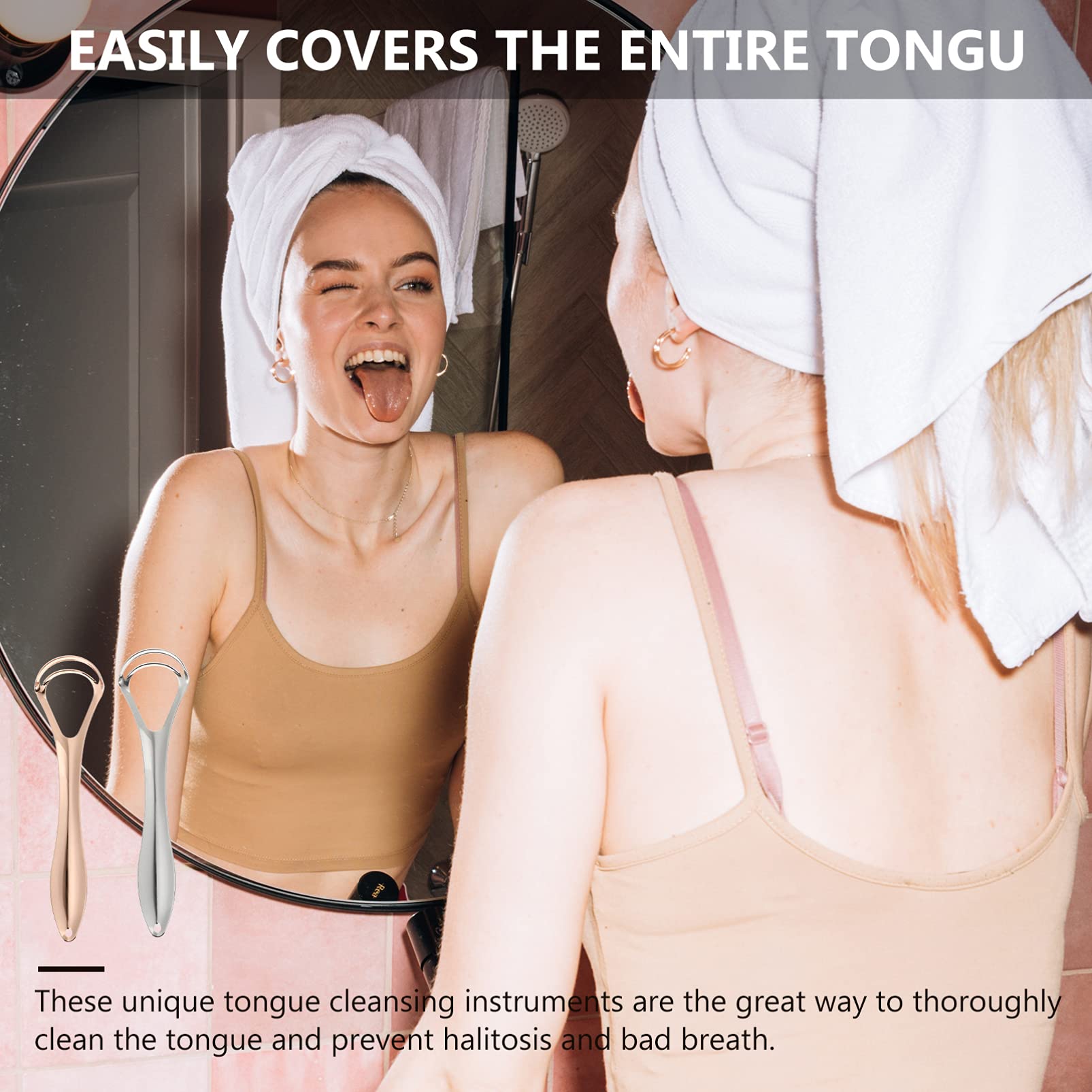2-Pack Tongue Scraper for Oral Hygiene - Stainless Steel Tongue Cleaner for Bad Breath & Plaque Removal - Perfect for Daily Dental Care & Fresh Breath Routine