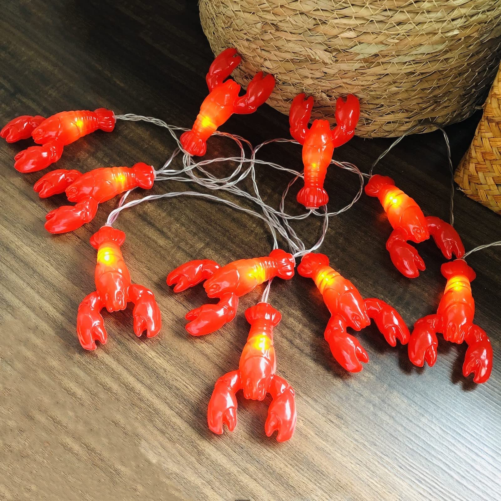 Battery Operated Lobster String Lights - 20 LED Fairy Night Lamp for Summer Camping, Wedding, Birthday, Bedroom & Home Decor (3m/20led) | Perfect for Outdoor Parties, Garden Decorations & Cozy Indoor Ambiance