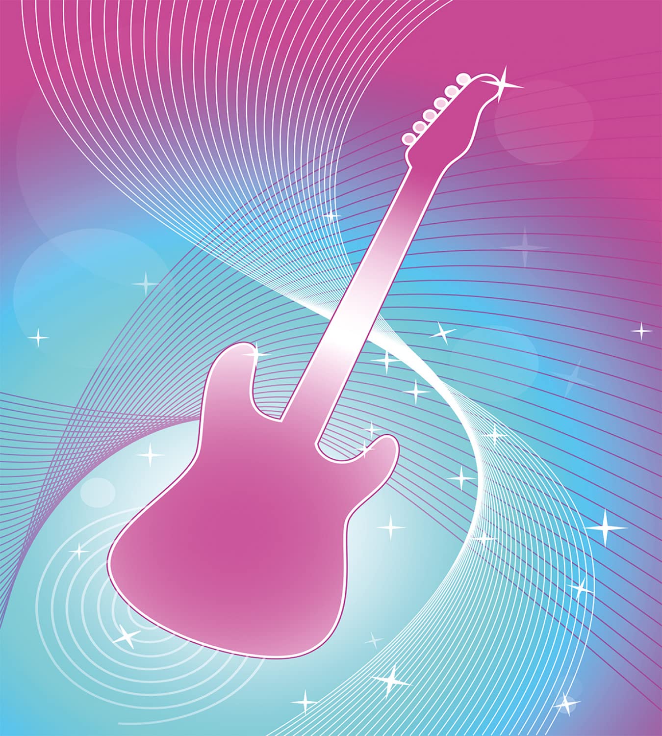 Ambesonne Hot Pink Guitar Duvet Cover Set - Queen Size 2-Pack with 2 Duvet Covers & 4 Pillowcases, Vibrant Music-Themed Abstract Print Bedding - Perfect for Teen Bedrooms, Music Lovers' Homes, and Bohemian Decor