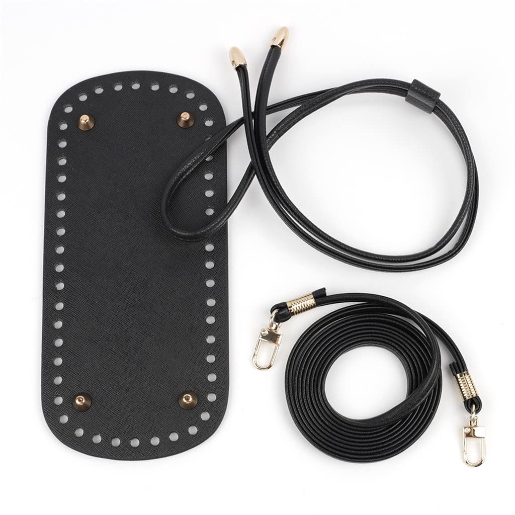 SEIJY Leather Shoulder Bag Bottom Strap Replacement - DIY Knitting Crochet Handbag Sewing Accessories (Black, 1 Set) | Perfect for Bag Repair, Crafting Projects & Handmade Purse Making