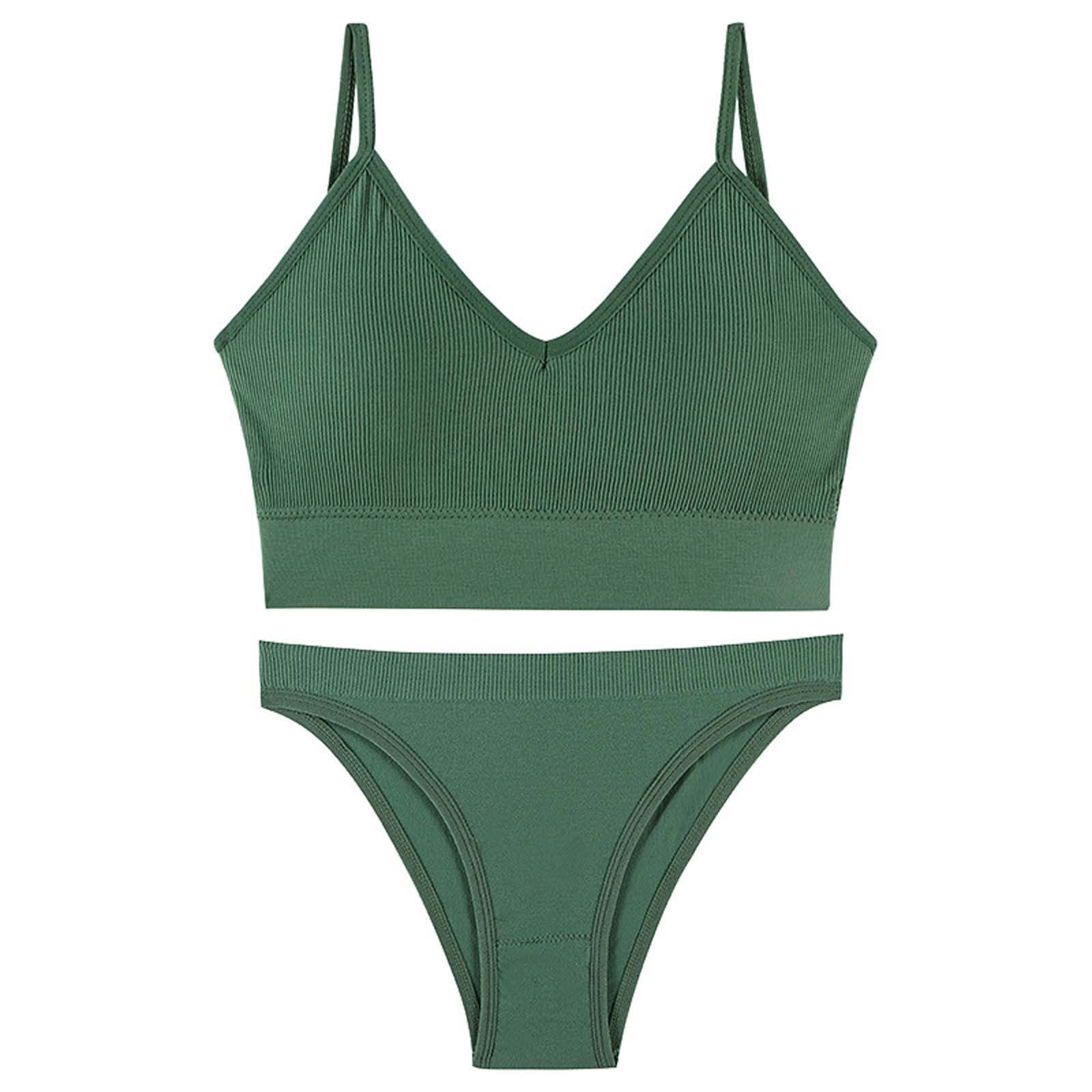 Wirefree Seamless Push Up Cotton Lingerie Set for Women - Comfortable Sports Bralette & Panty Set - Perfect for Summer, Yoga, Gym & Beach Wear