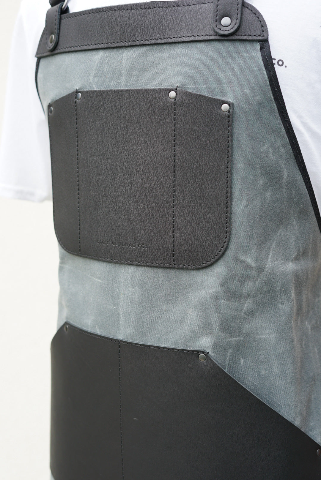 Premium Charcoal Black Waxed Canvas Apron with Black Leather Accents - Durable & Stylish Kitchen, BBQ, Workshop & Cooking Apron for Chefs & Grill Masters
