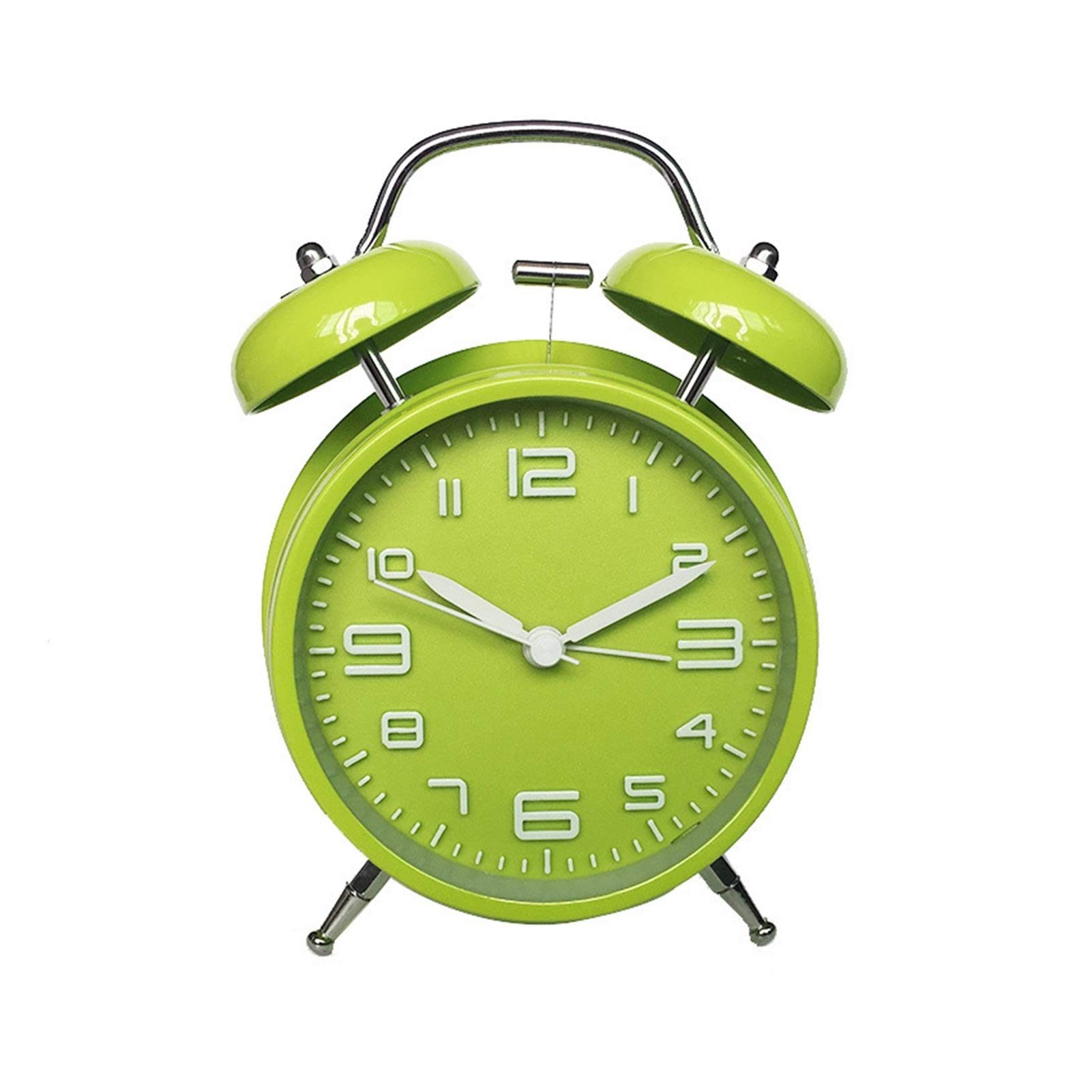 Changshuo 4-inch Twin Bell Alarm Clock with 3D Dial, Backlight & Loud Alarm - Battery Operated Bedroom Clock (Green) | Perfect for Home, Office & Dorm Use