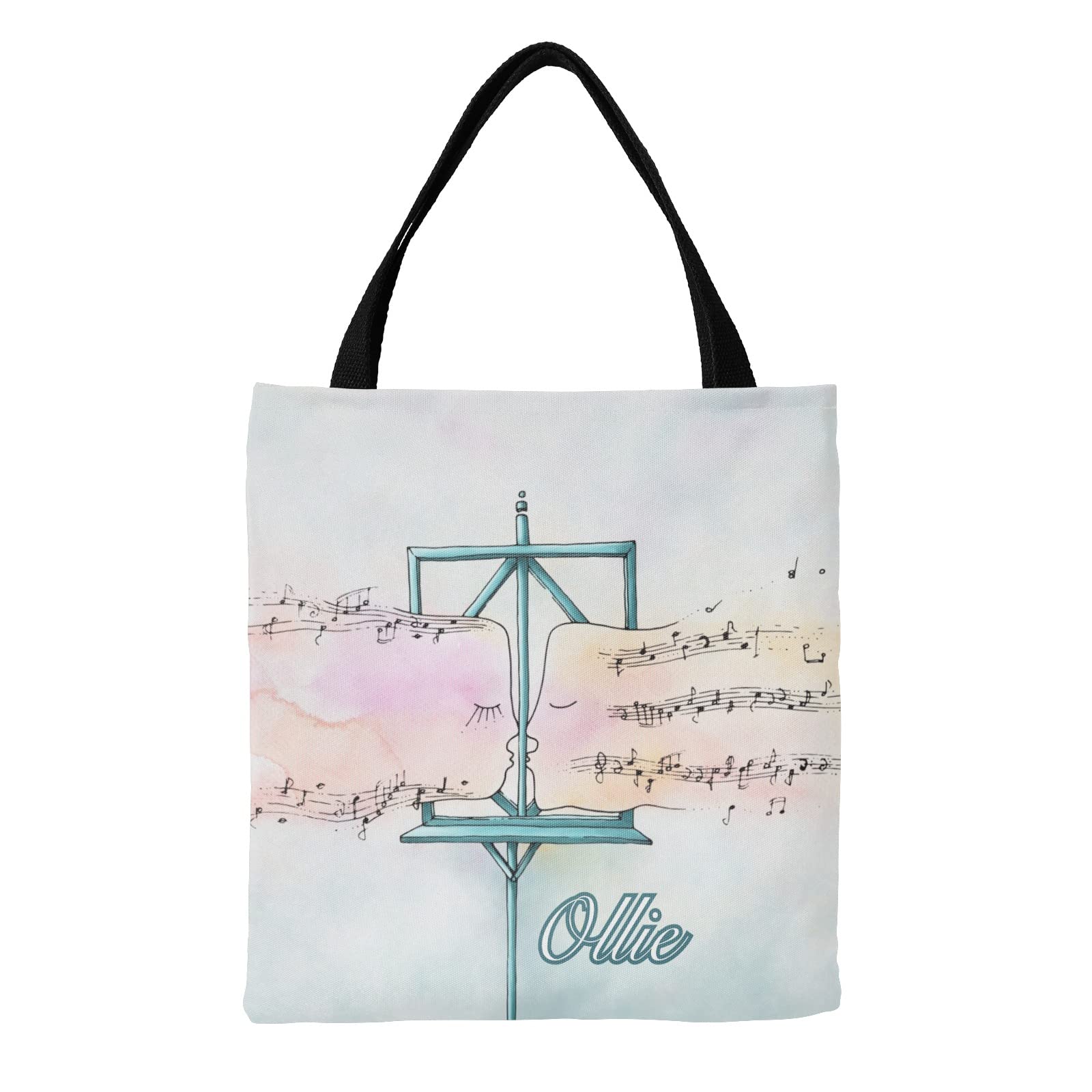 Personalized Colorful Music Note Canvas Tote Bag - Reusable Eco-Friendly Handbag & Shoulder Bag for School, Travel, Shopping - Perfect Gift for Musicians & Music Lovers (Great for Concerts, Rehearsals & Daily Use)