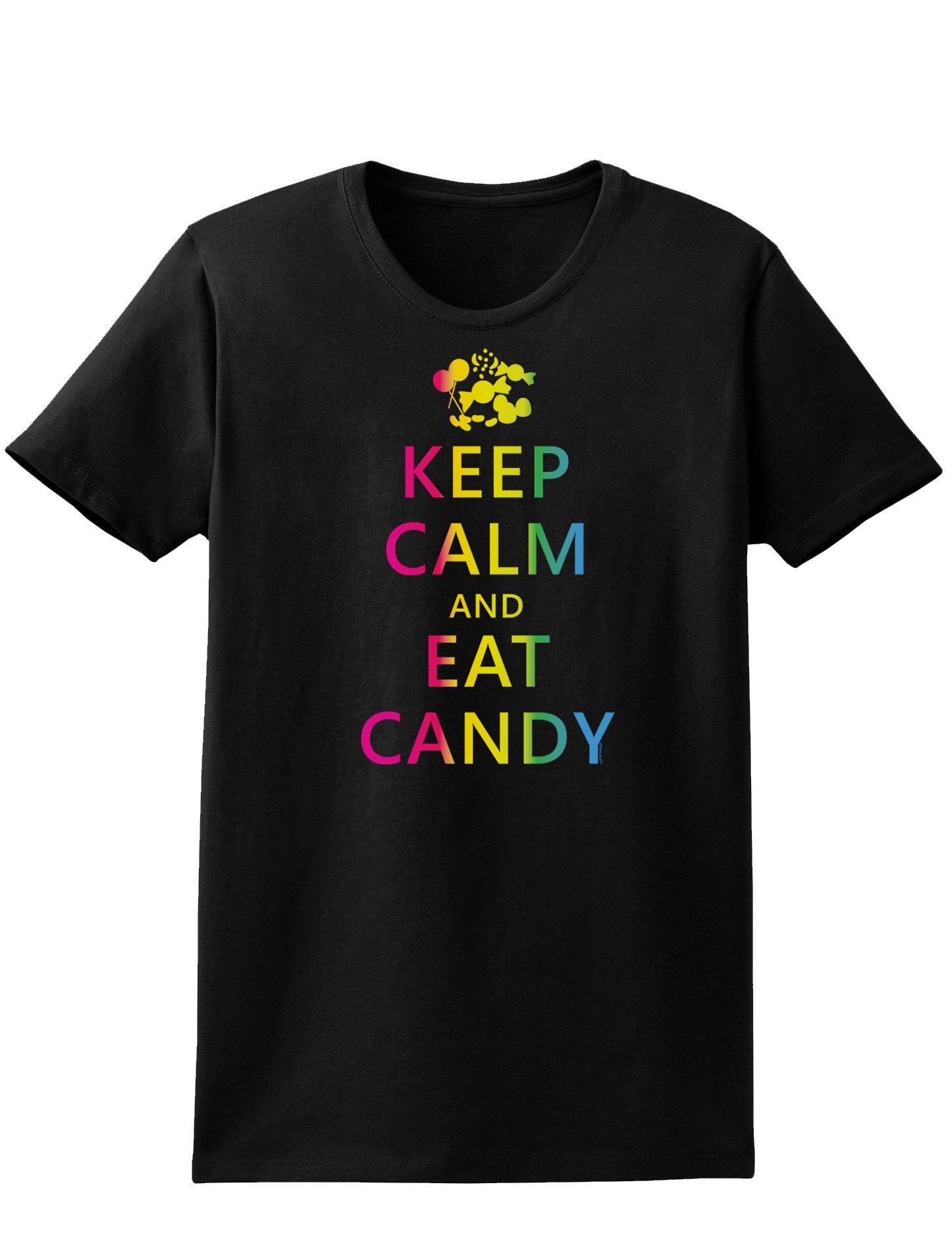 TOOLOUD Keep Calm and Eat Candy Easter Women's Dark T-Shirt - Funny Holiday Graphic Tee for Easter Celebrations & Casual Wear