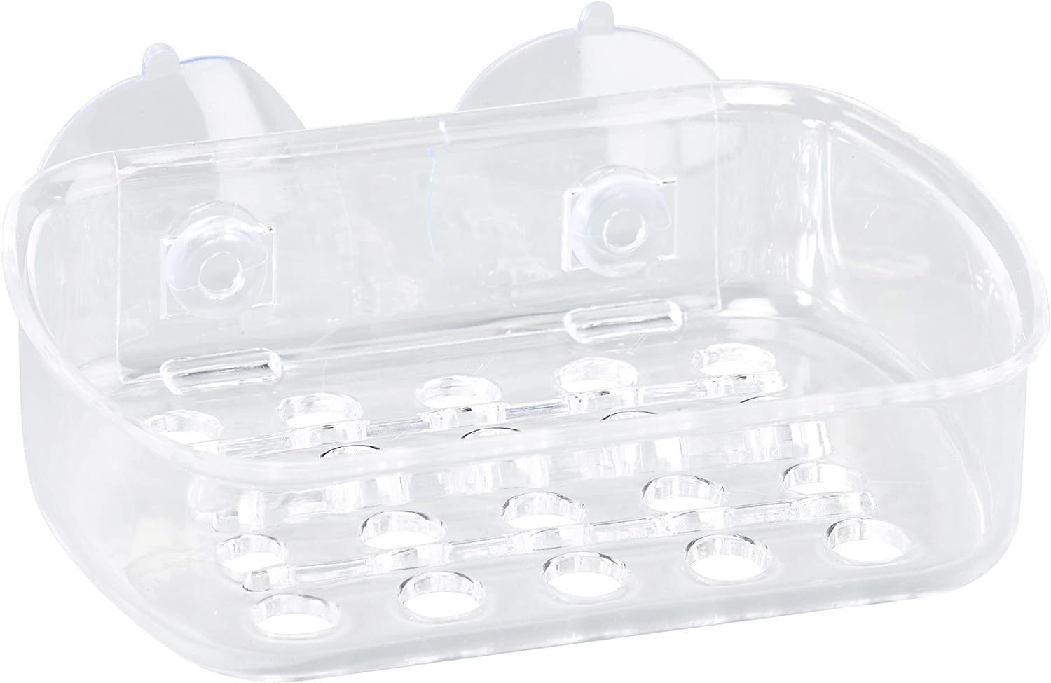 Bath Bliss Soap Dish with Strong Suction Cup - Clear Shower Organizer & Storage Holder for Bathroom or Kitchen (5 x 3.75 x 1 inches) - Perfect for Keeping Soap Dry and Organized in Wet Areas