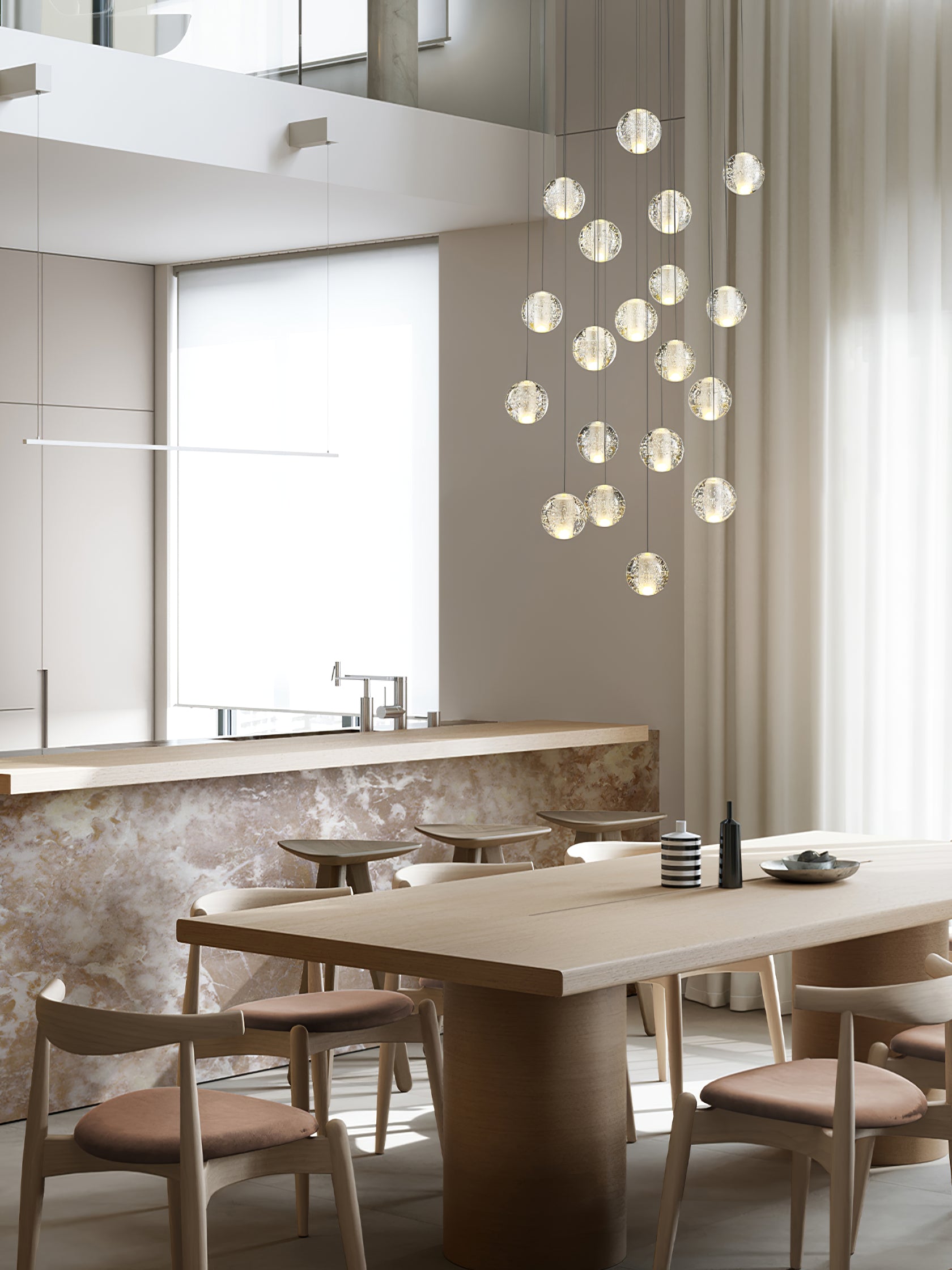 Elegant Ball Crystal Pendant Light - Modern Chandelier for Dining Room, Bedroom & Living Room Decor - Dimmable LED Hanging Light Fixture