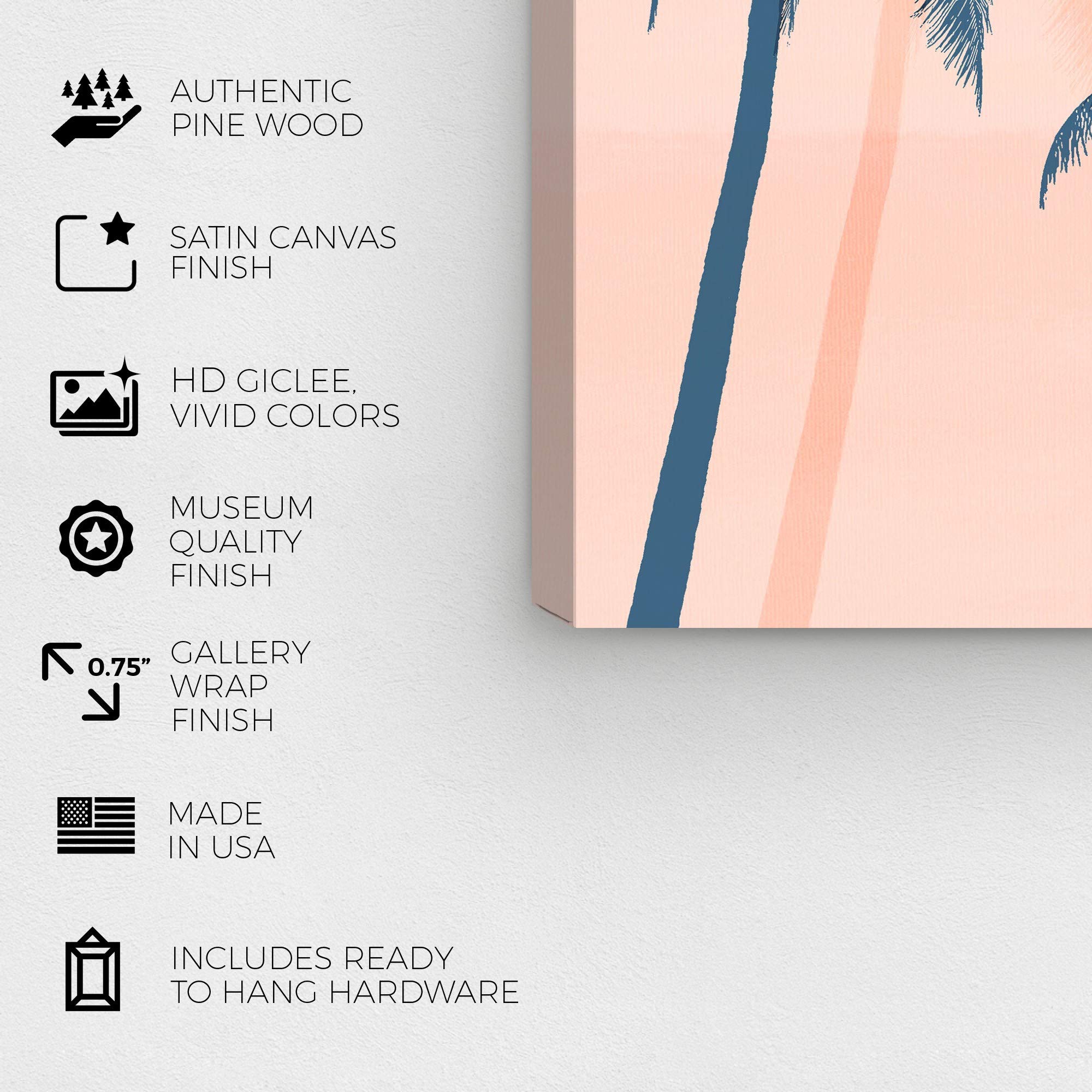 Wynwood Studio Tropical Palms Wall Art - 20x20 Inch Floral Botanical Canvas Print in Orange & Blue - Perfect for Living Room, Bedroom & Office Décor