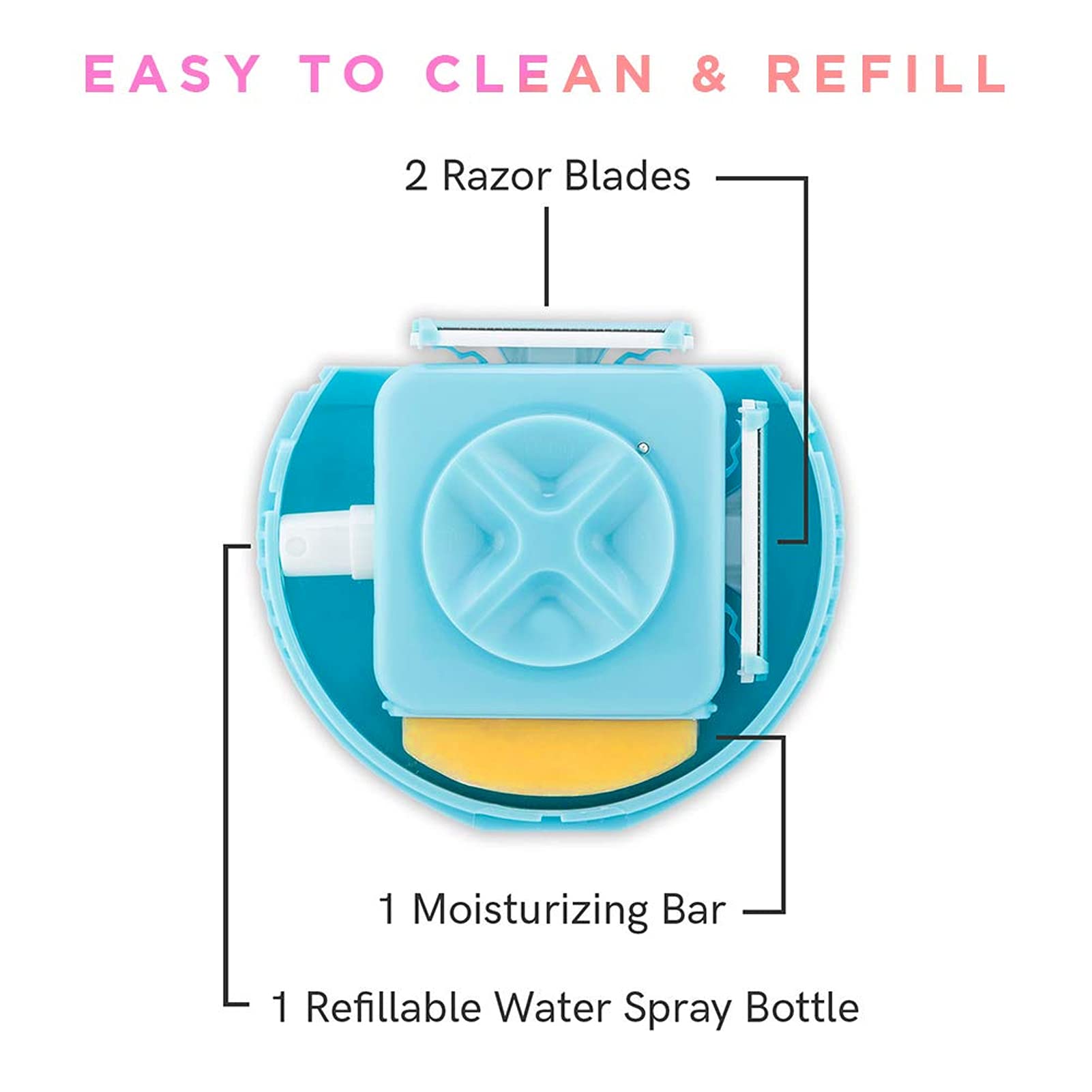 3-in-1 Mini Hair Remover Tool for Women - Portable Manual Body Hair Trimmer & Facial Hair Remover (Blue) | Perfect for Travel, Home Use & Quick Touch-ups