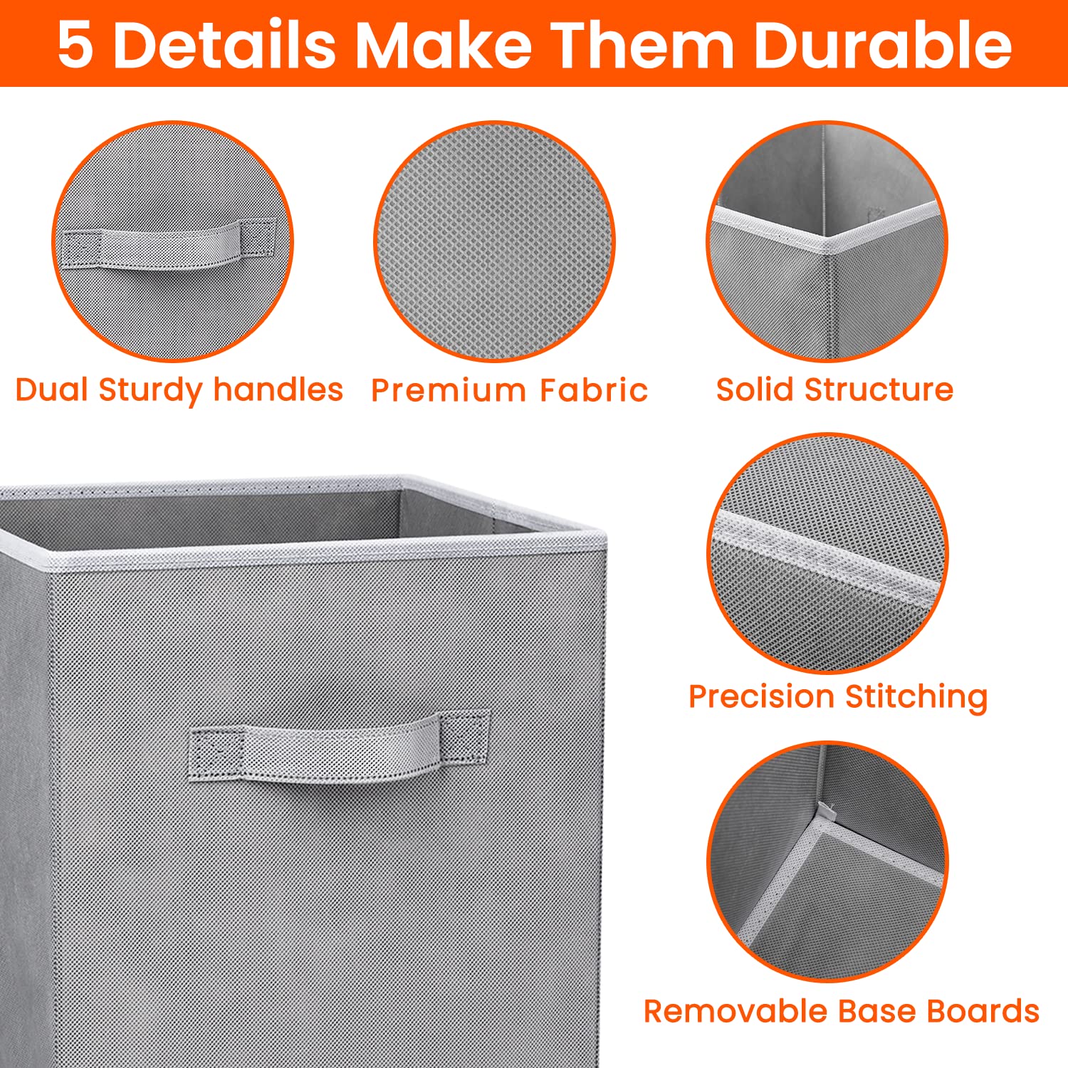 8-Pack 11-Inch Fabric Storage Cubes & 3-Pack Sock Underwear Drawer Organizers - Closet Organization Solutions for Bedroom, Nursery, and Office Storage Needs