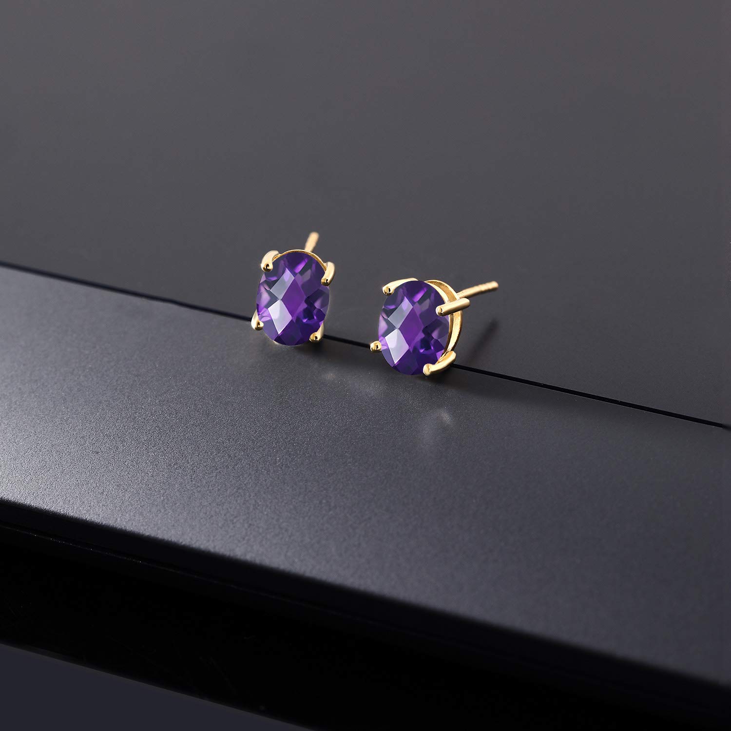 14K Gold 8X6MM Oval Birthstone Stud Earrings for Women & Men | Genuine Gemstone Jewelry Gift for Anniversary, Birthday & Special Occasions