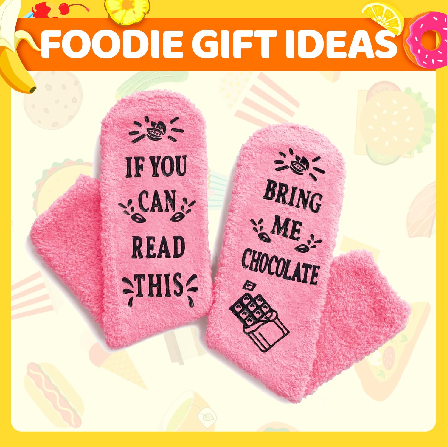 Zmart Women's Chocolate Pizza Coffee Socks - Funny Food Themed Gift Socks for Coffee Lovers, Bakers & Pizza Enthusiasts - Perfect for Christmas, Birthdays & Office Parties