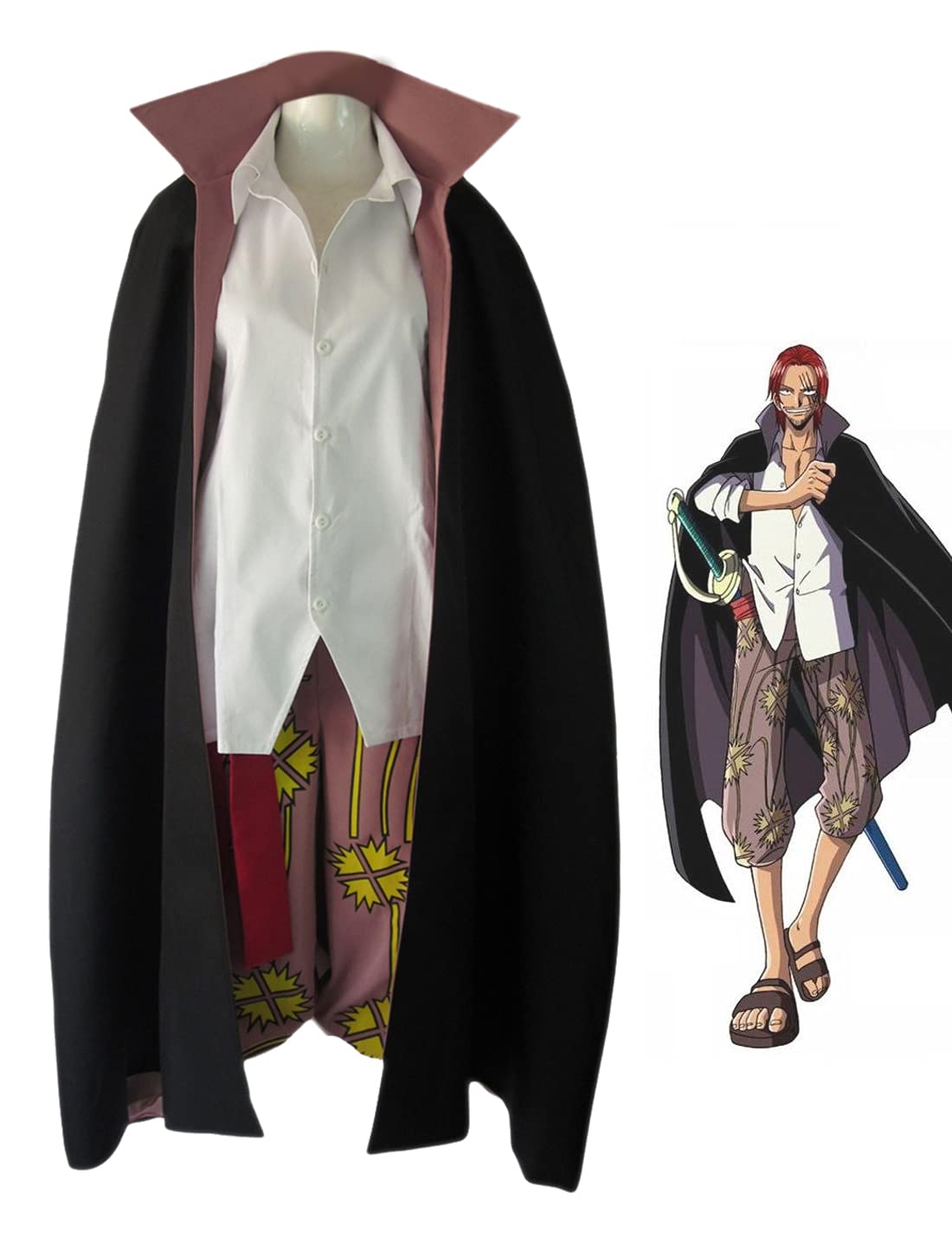 ONE PIECE Red Hair Shanks Cosplay Costume Set - Anime Overcoat & Uniform for Men & Boys | Halloween, Cosplay Events & Anime Conventions