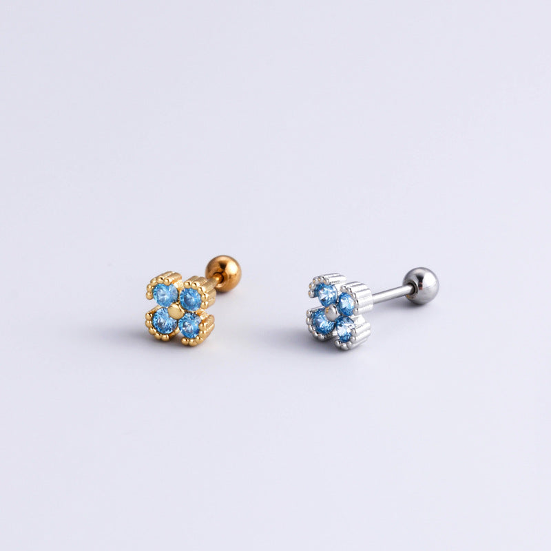 20G Cartilage Surgical Steel Tiny Flower & Butterfly Earrings - Conch & Ball Back Stud Earrings for Women | HSPJ892 | Perfect for Daily Wear, Parties & Gifts